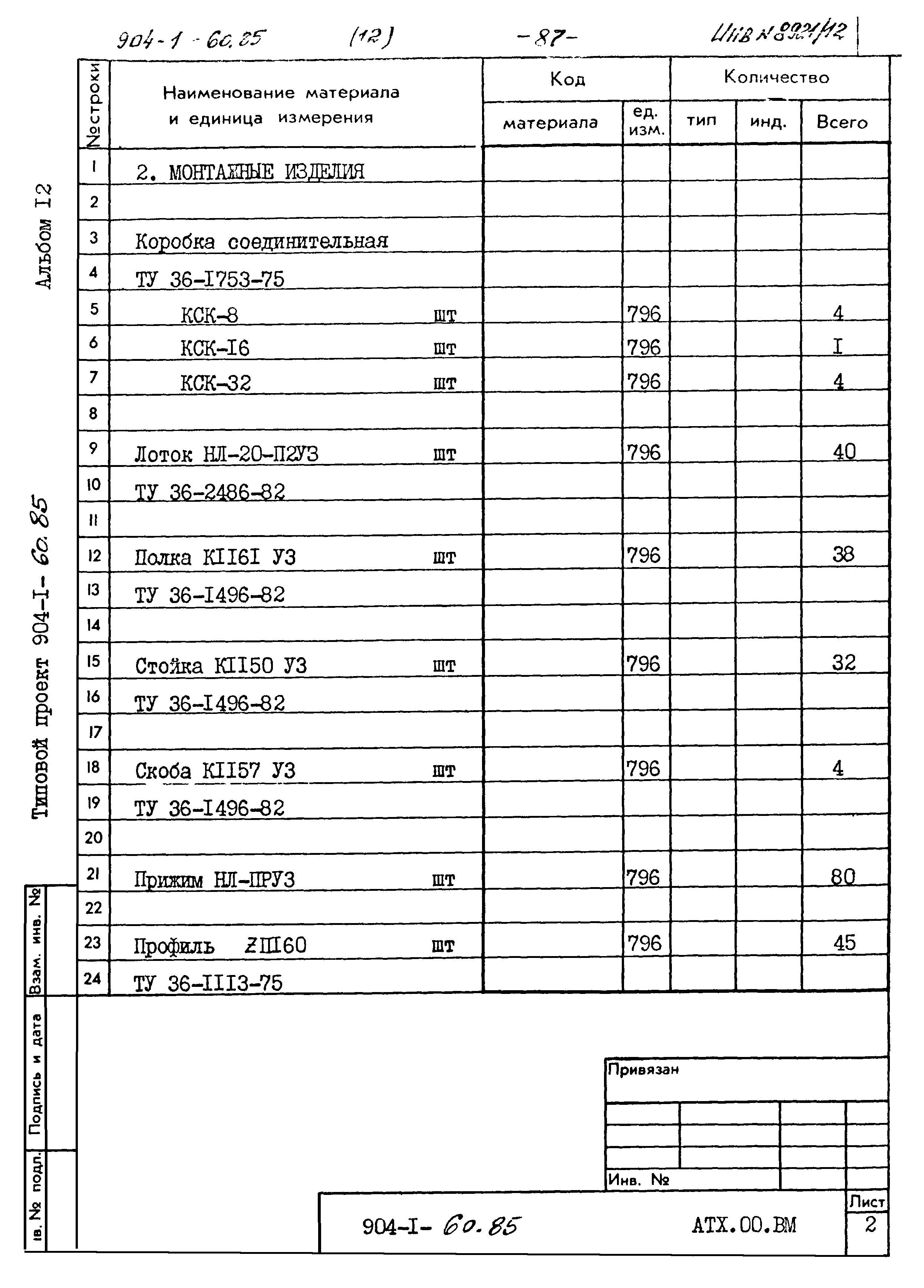 Типовой проект 904-1-60.85