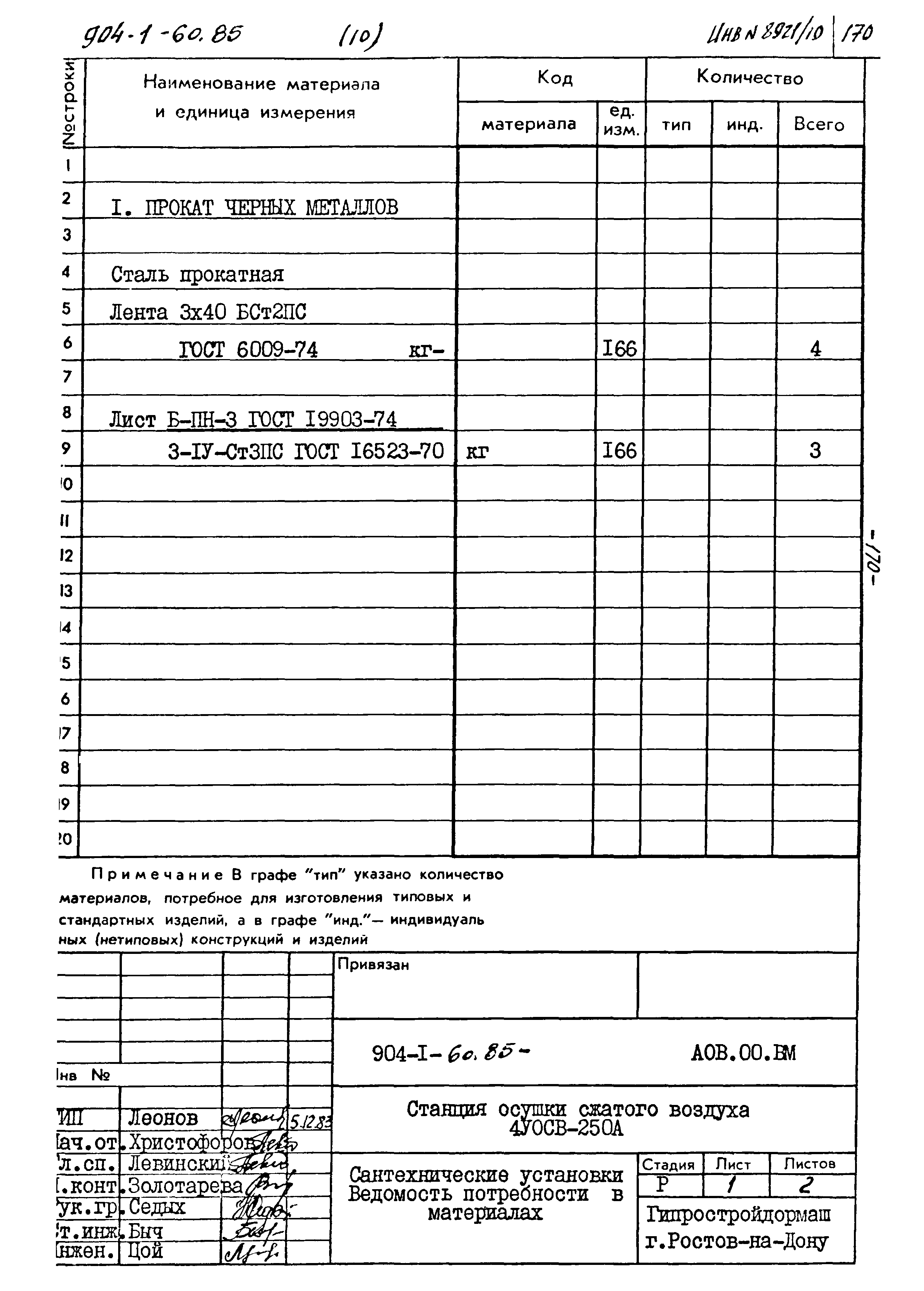 Типовой проект 904-1-60.85
