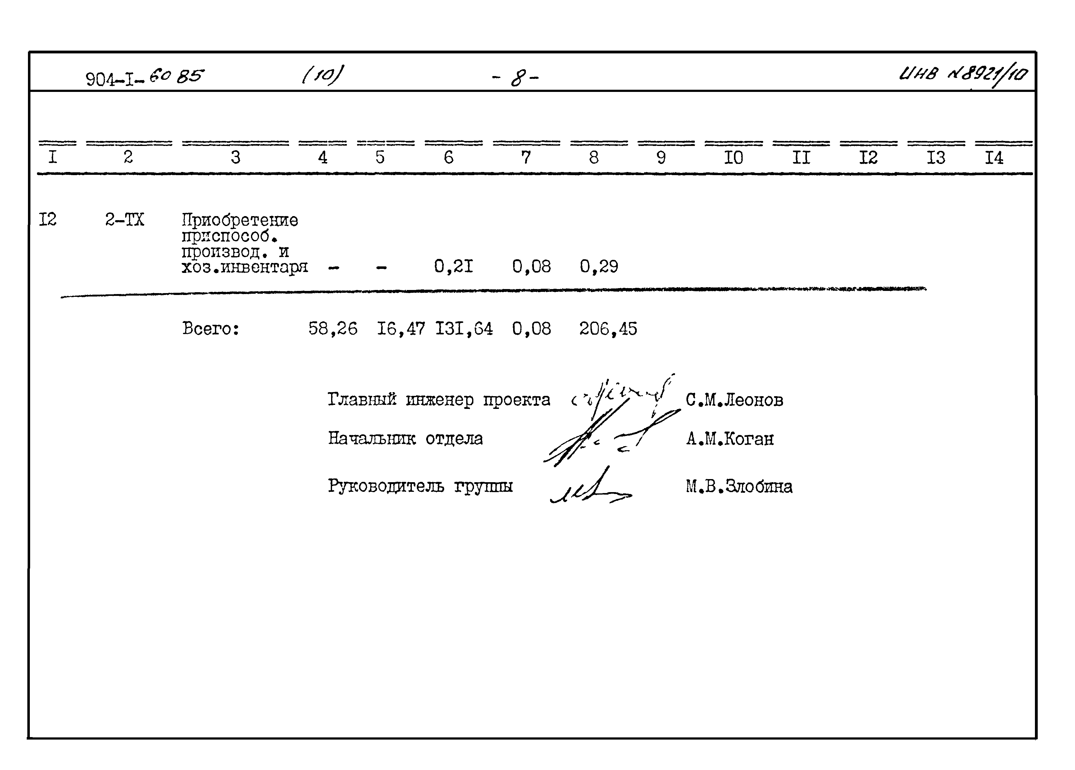 Типовой проект 904-1-60.85