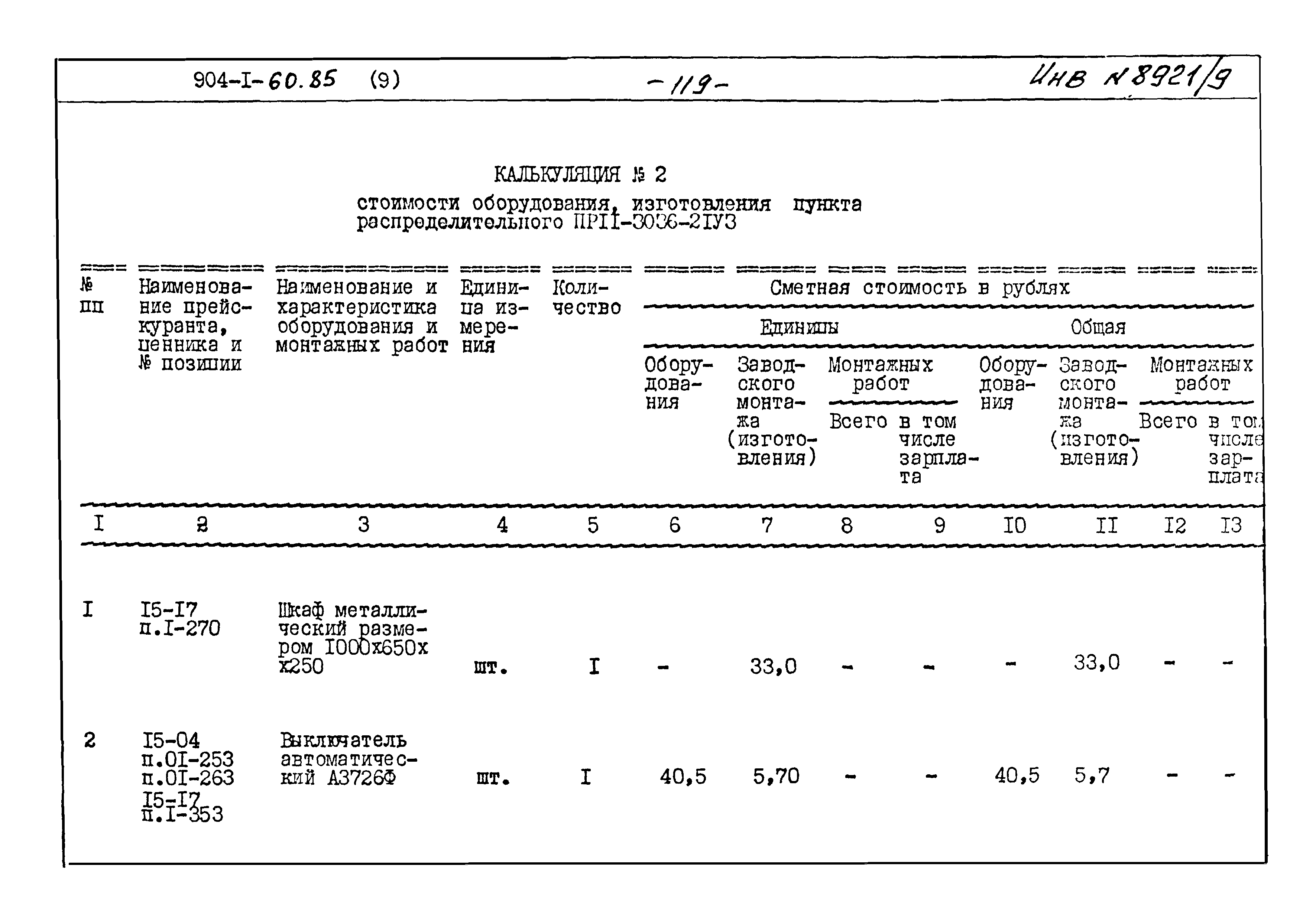 Типовой проект 904-1-60.85