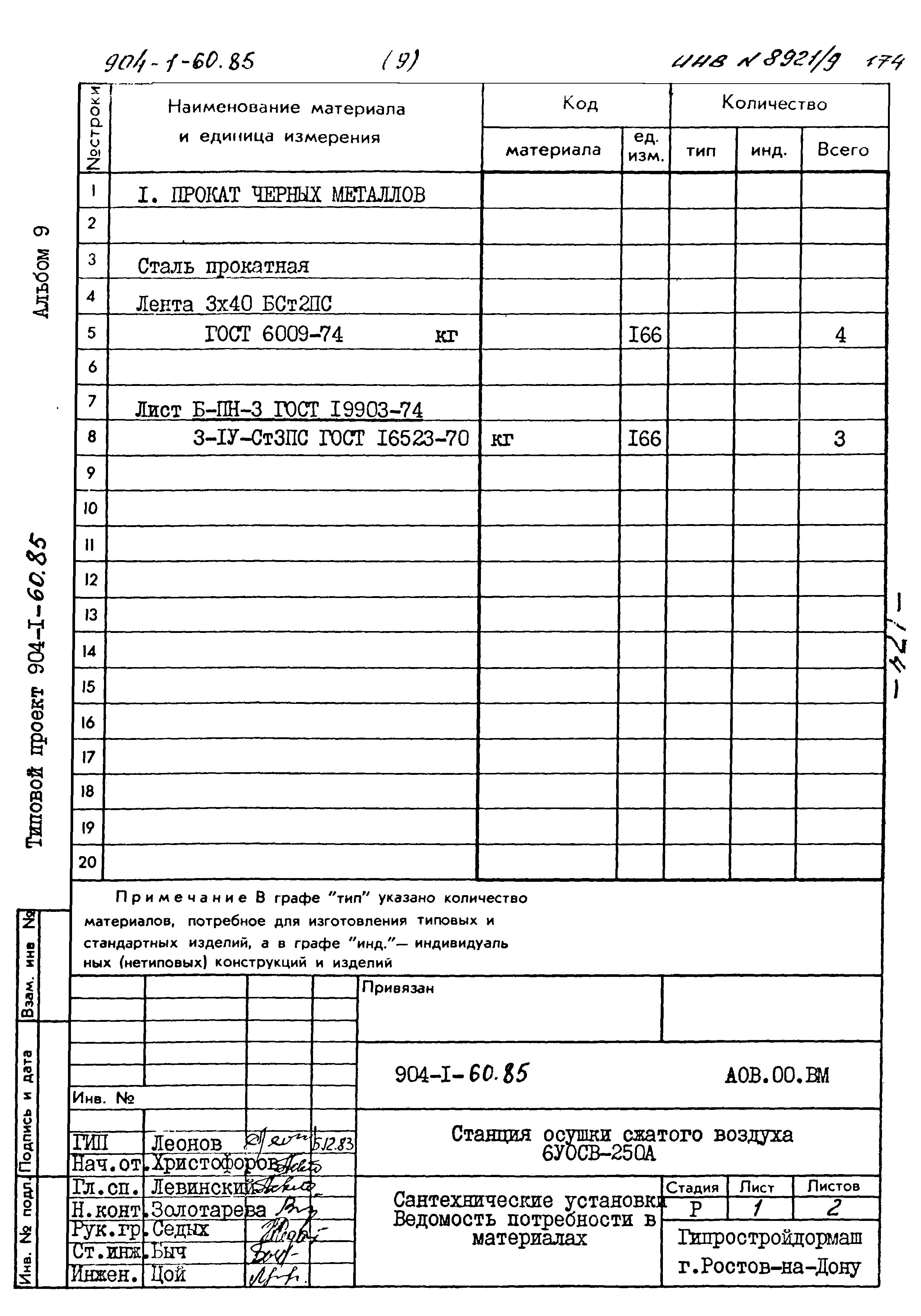 Типовой проект 904-1-60.85
