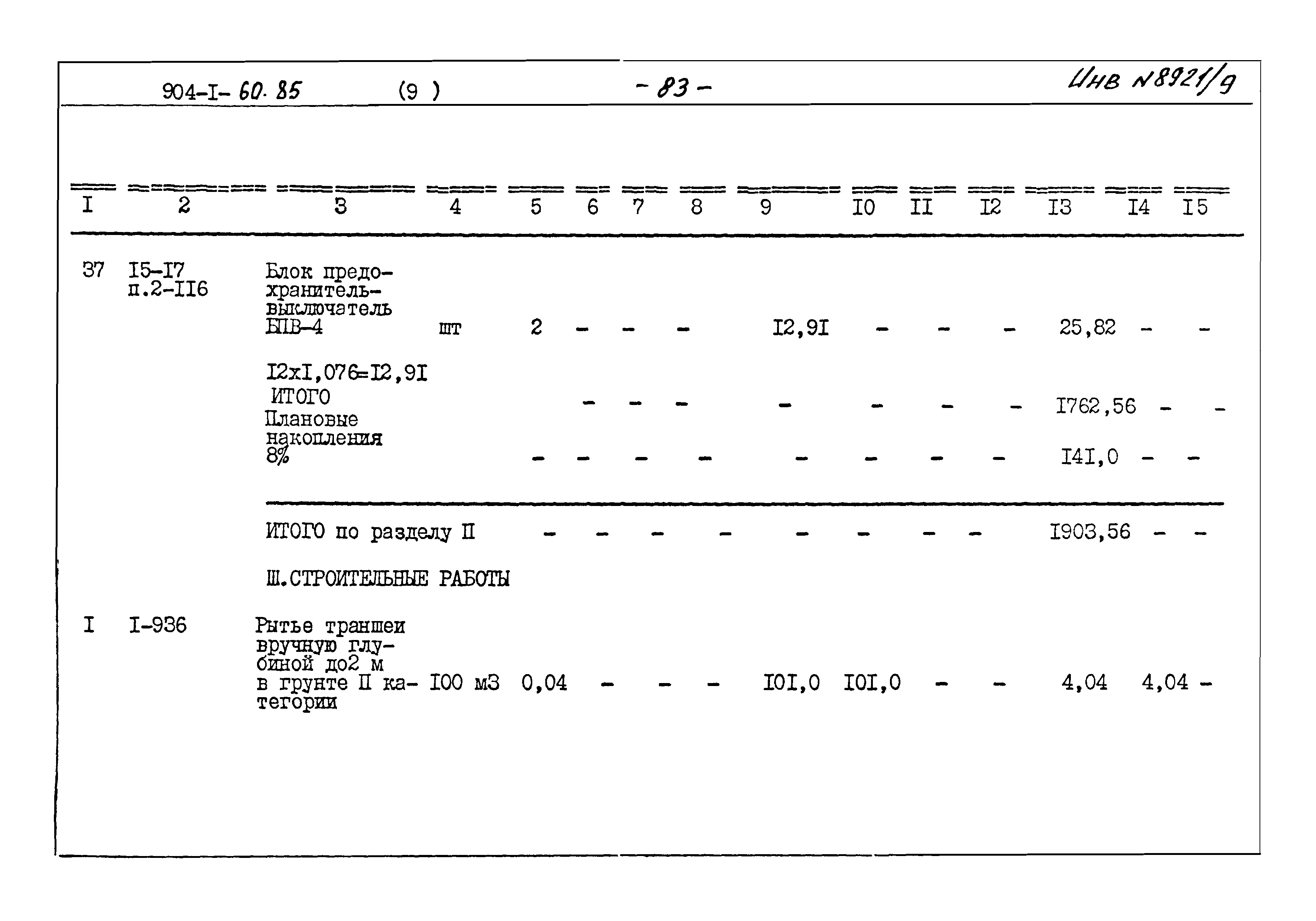 Типовой проект 904-1-60.85