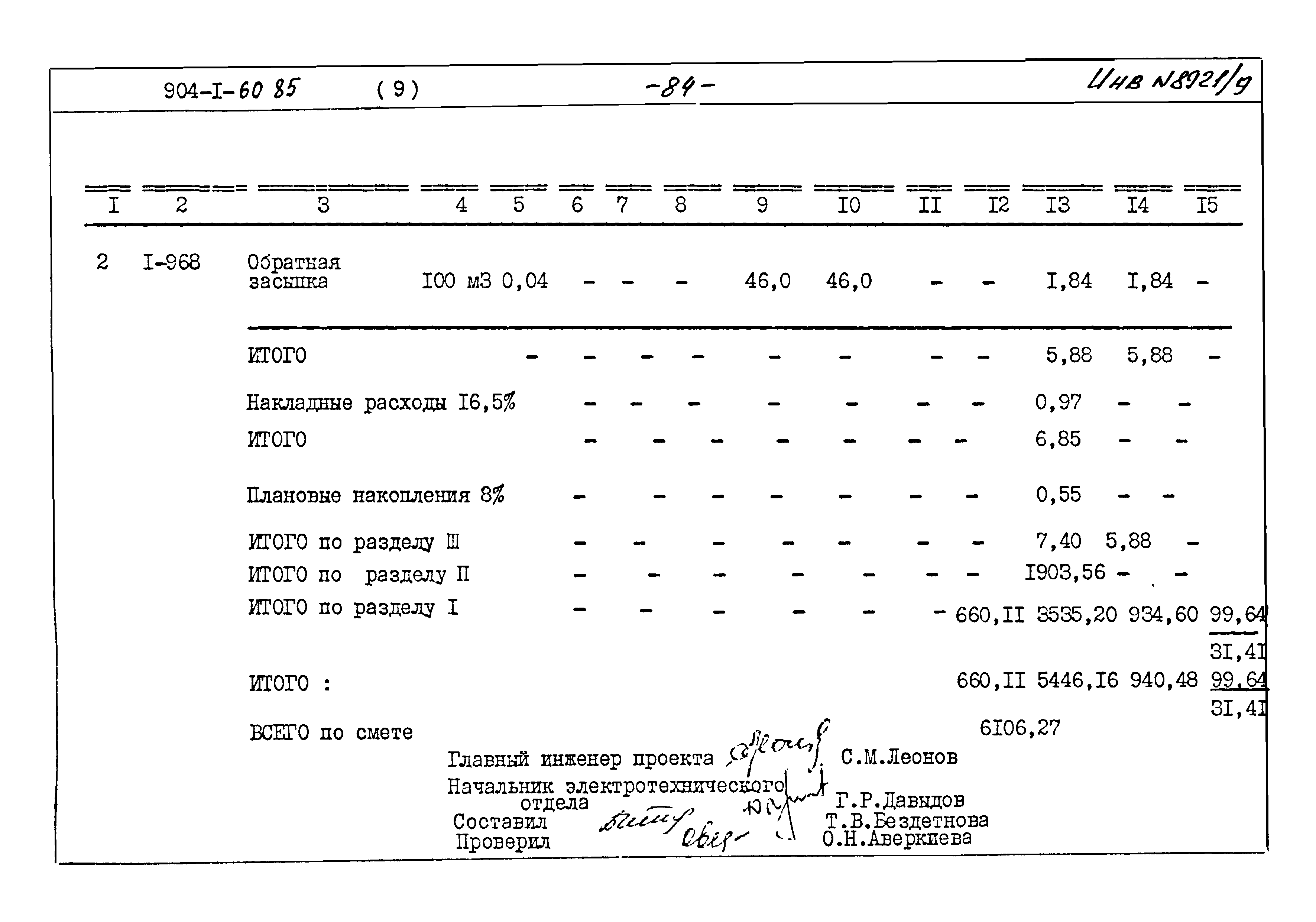 Типовой проект 904-1-60.85