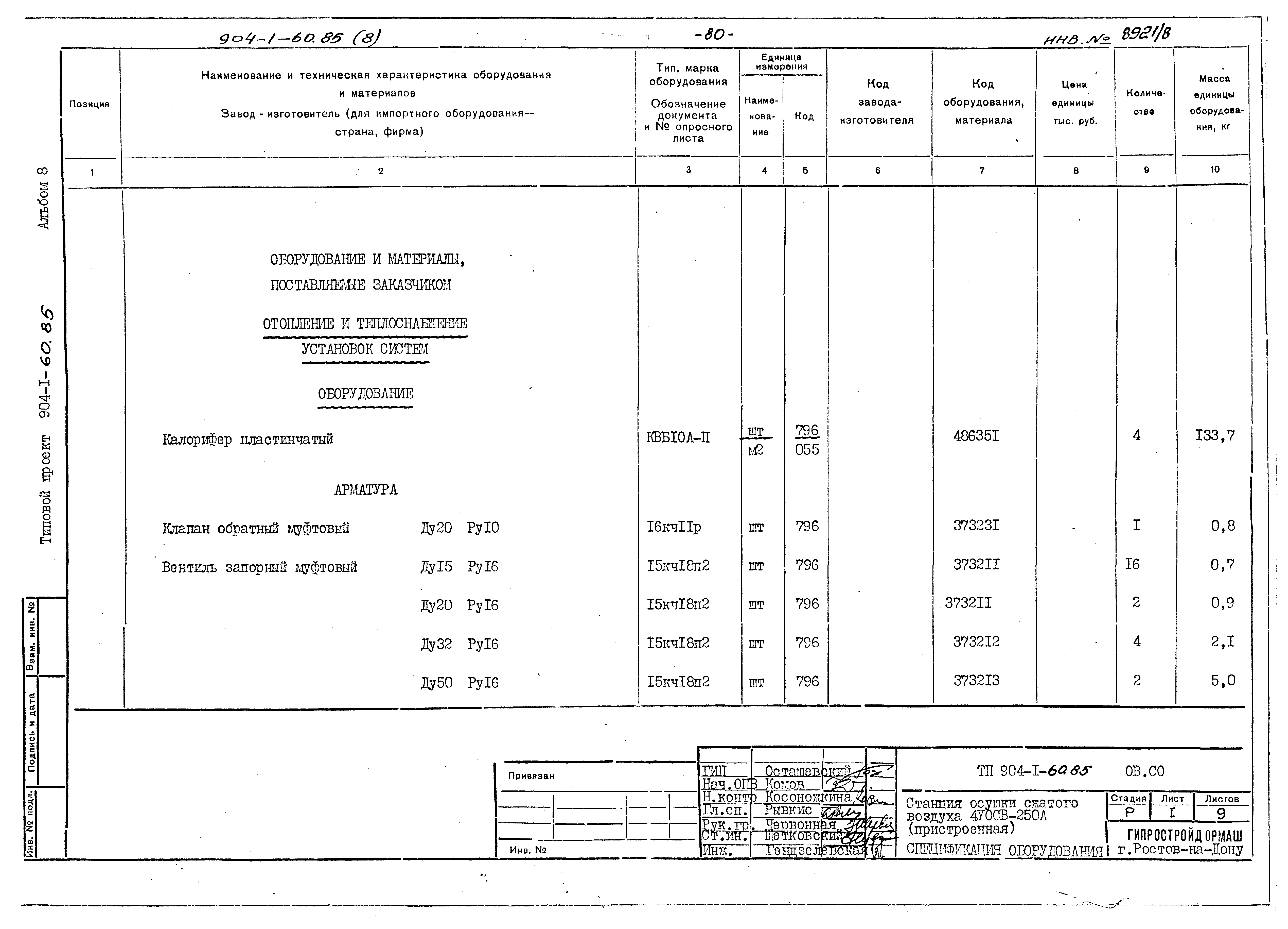 Типовой проект 904-1-60.85