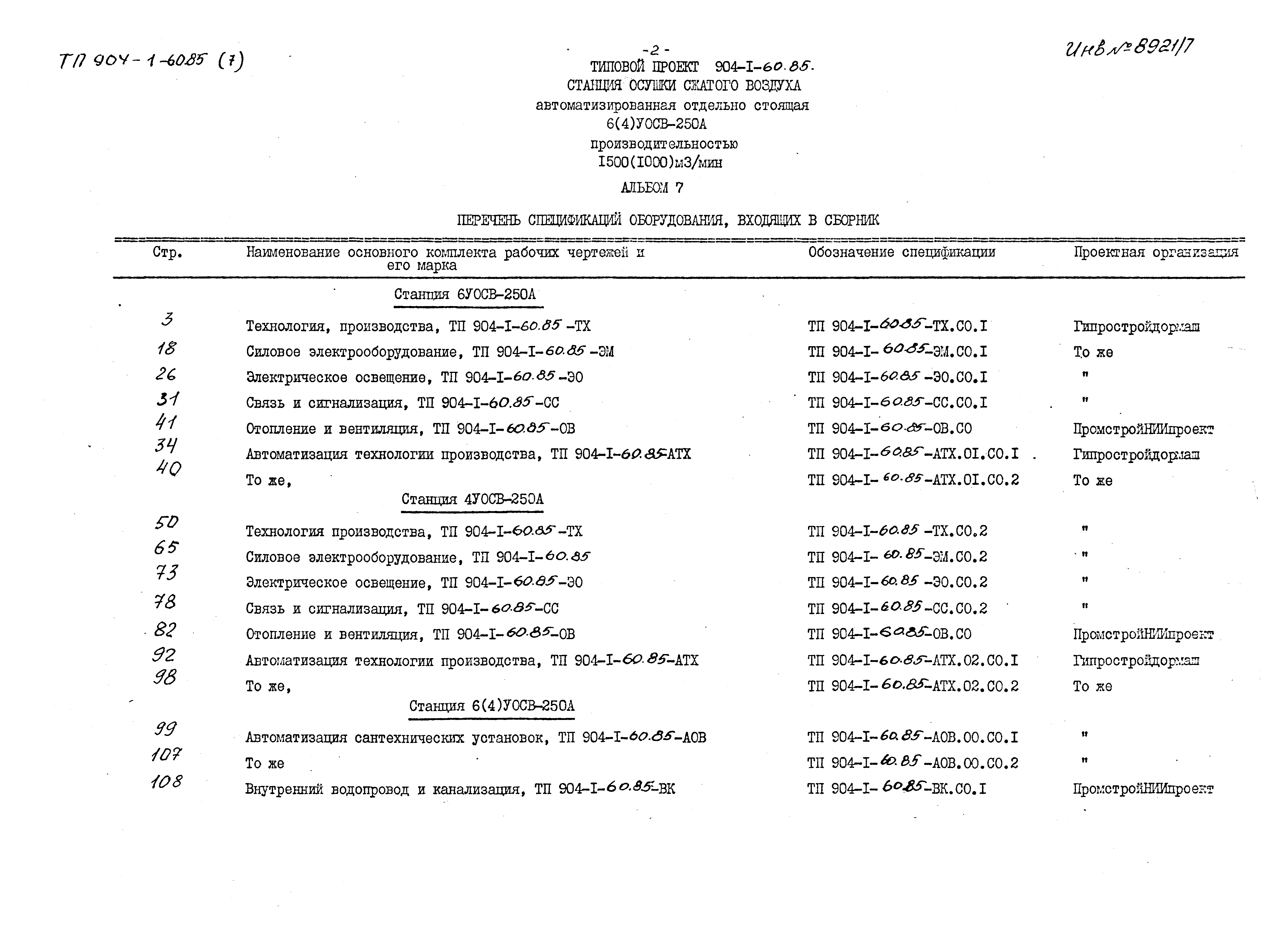 Типовой проект 904-1-60.85