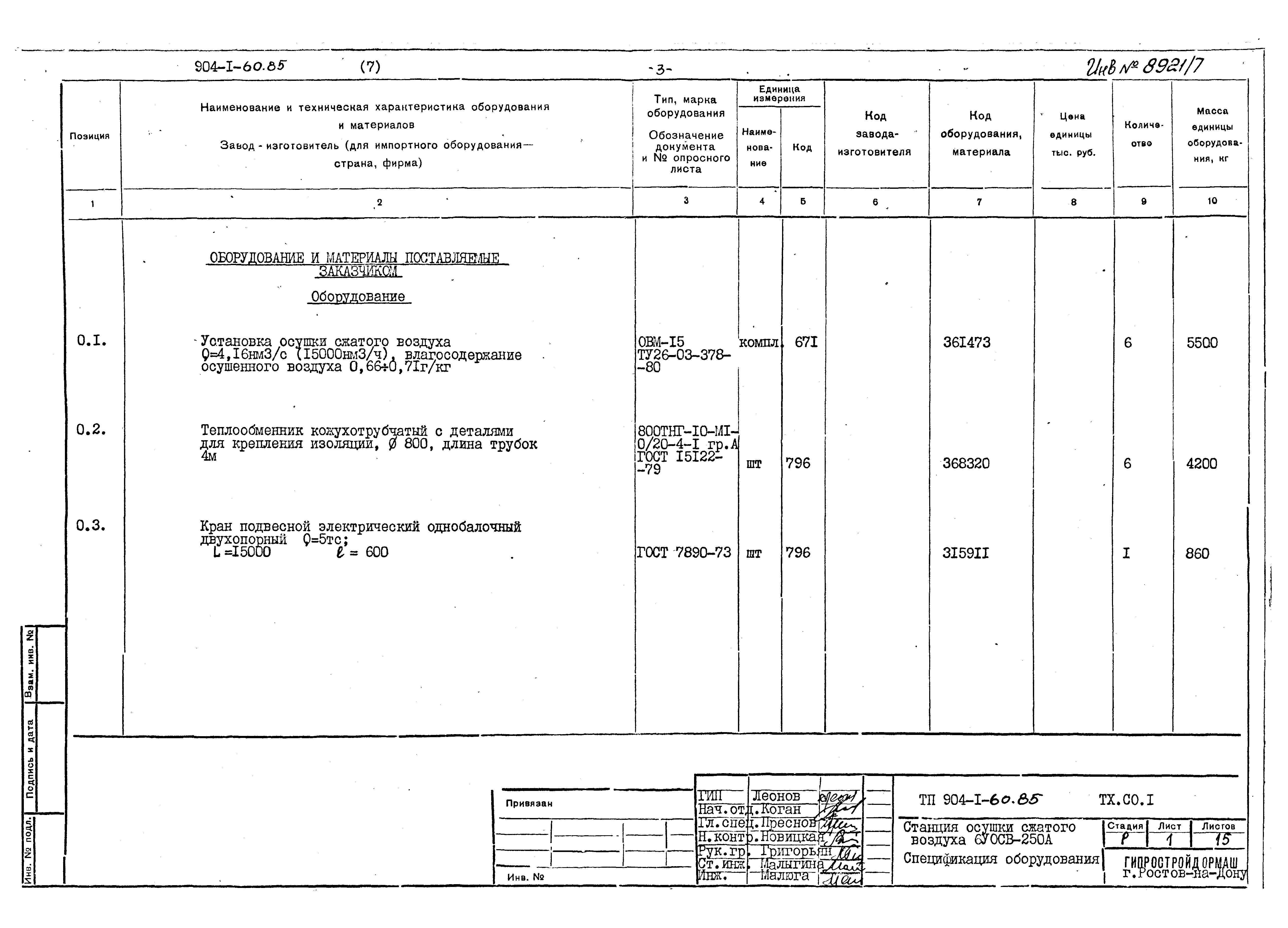 Типовой проект 904-1-60.85