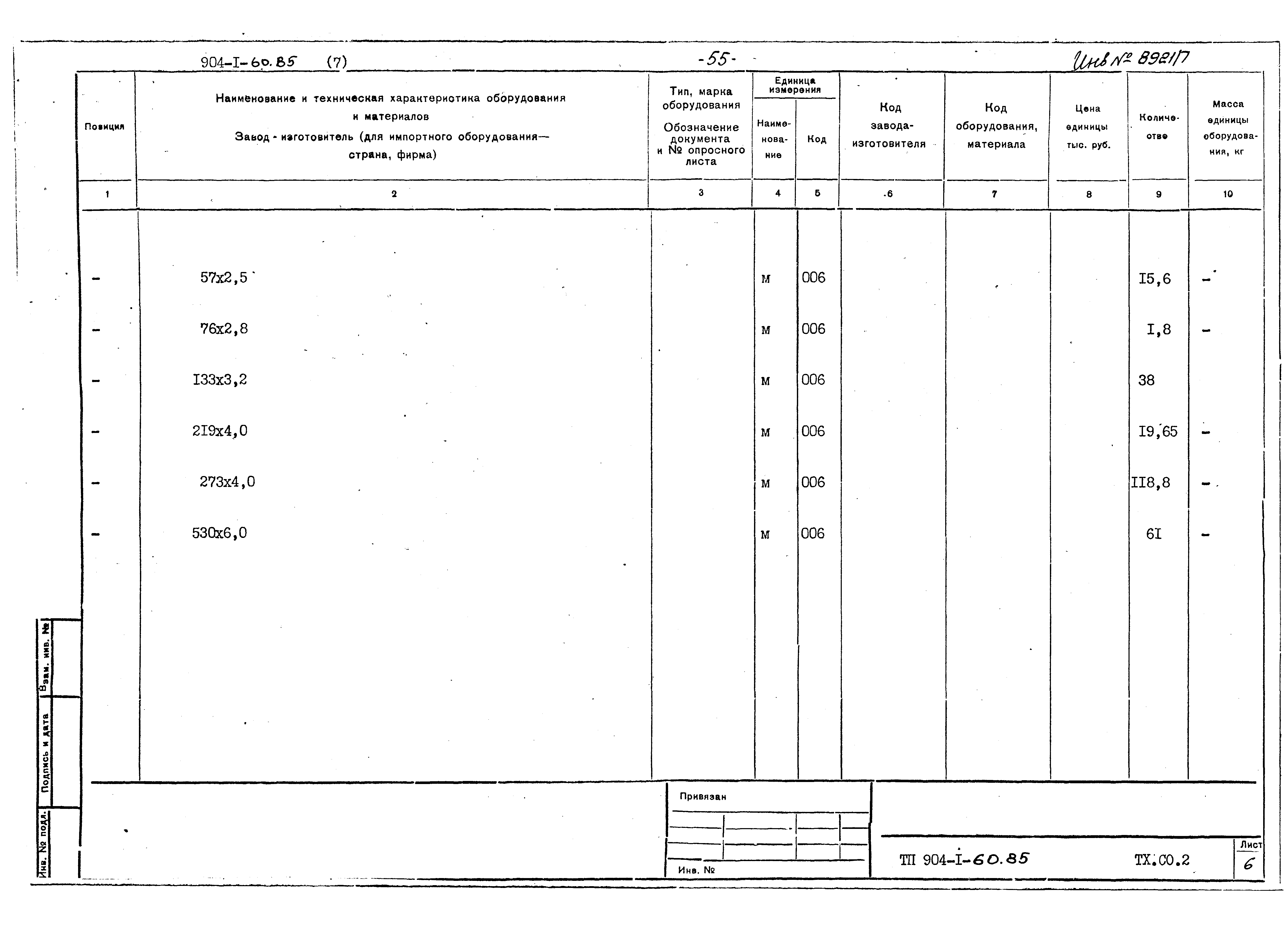 Типовой проект 904-1-60.85