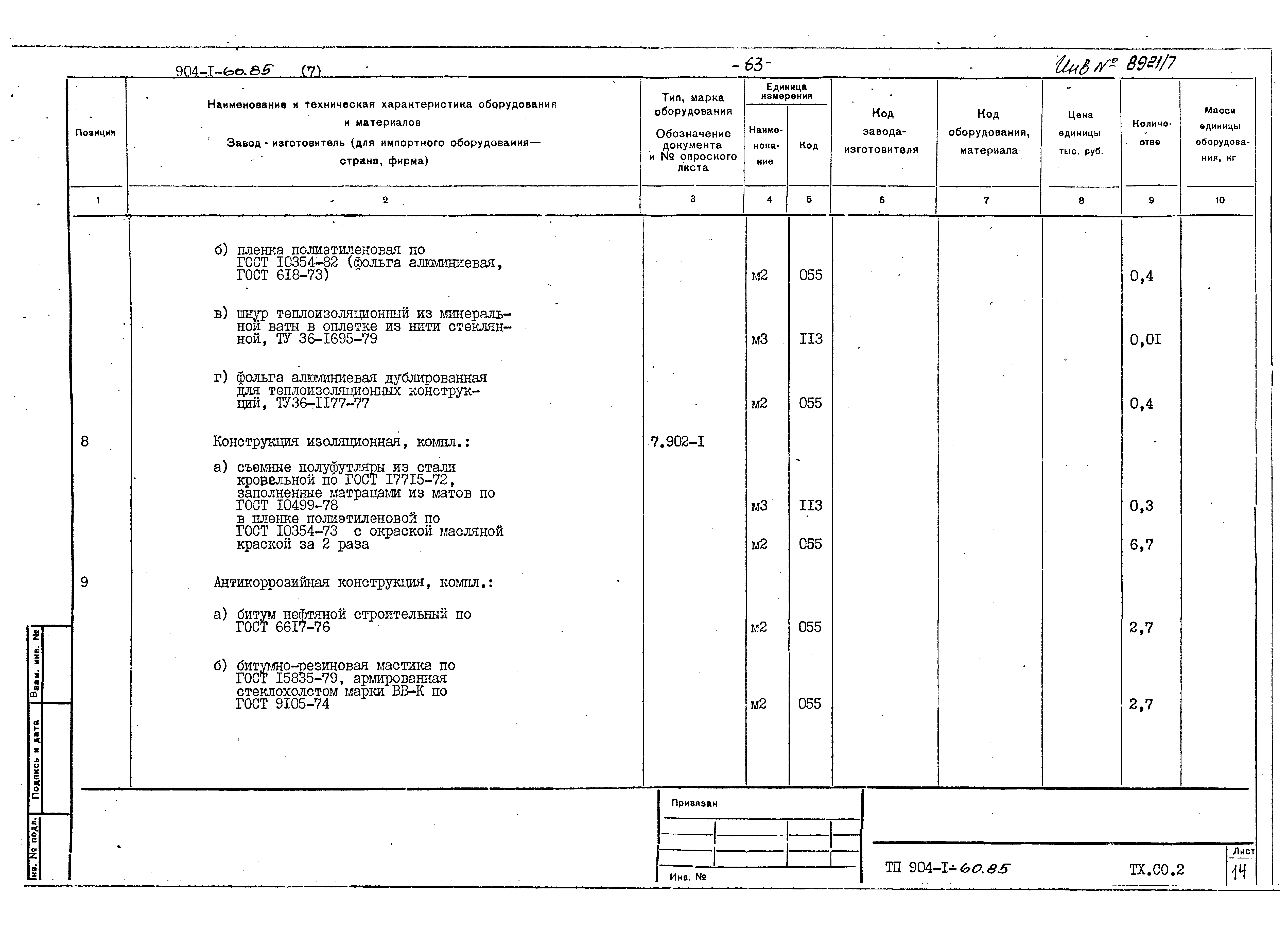 Типовой проект 904-1-60.85