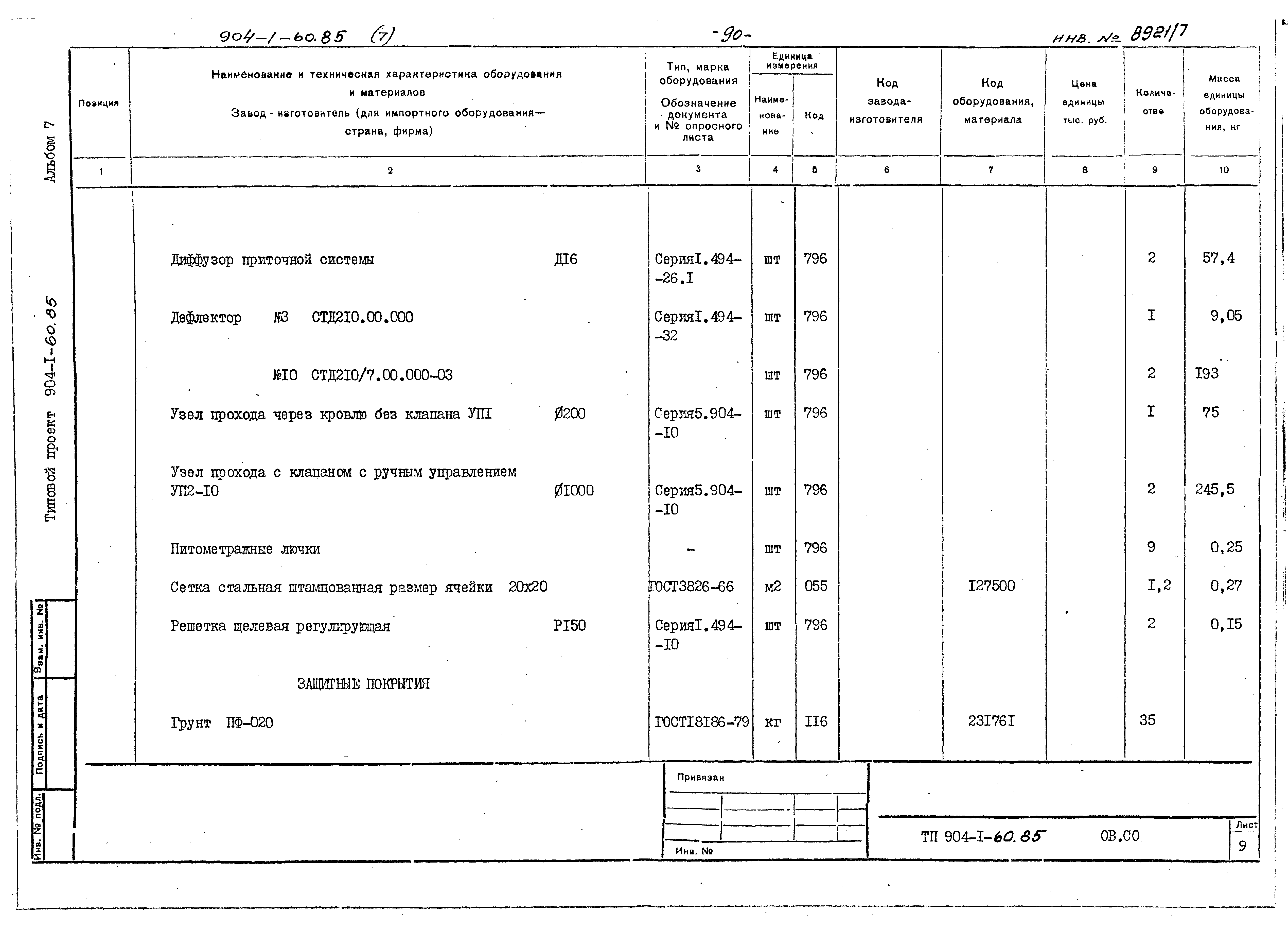 Типовой проект 904-1-60.85