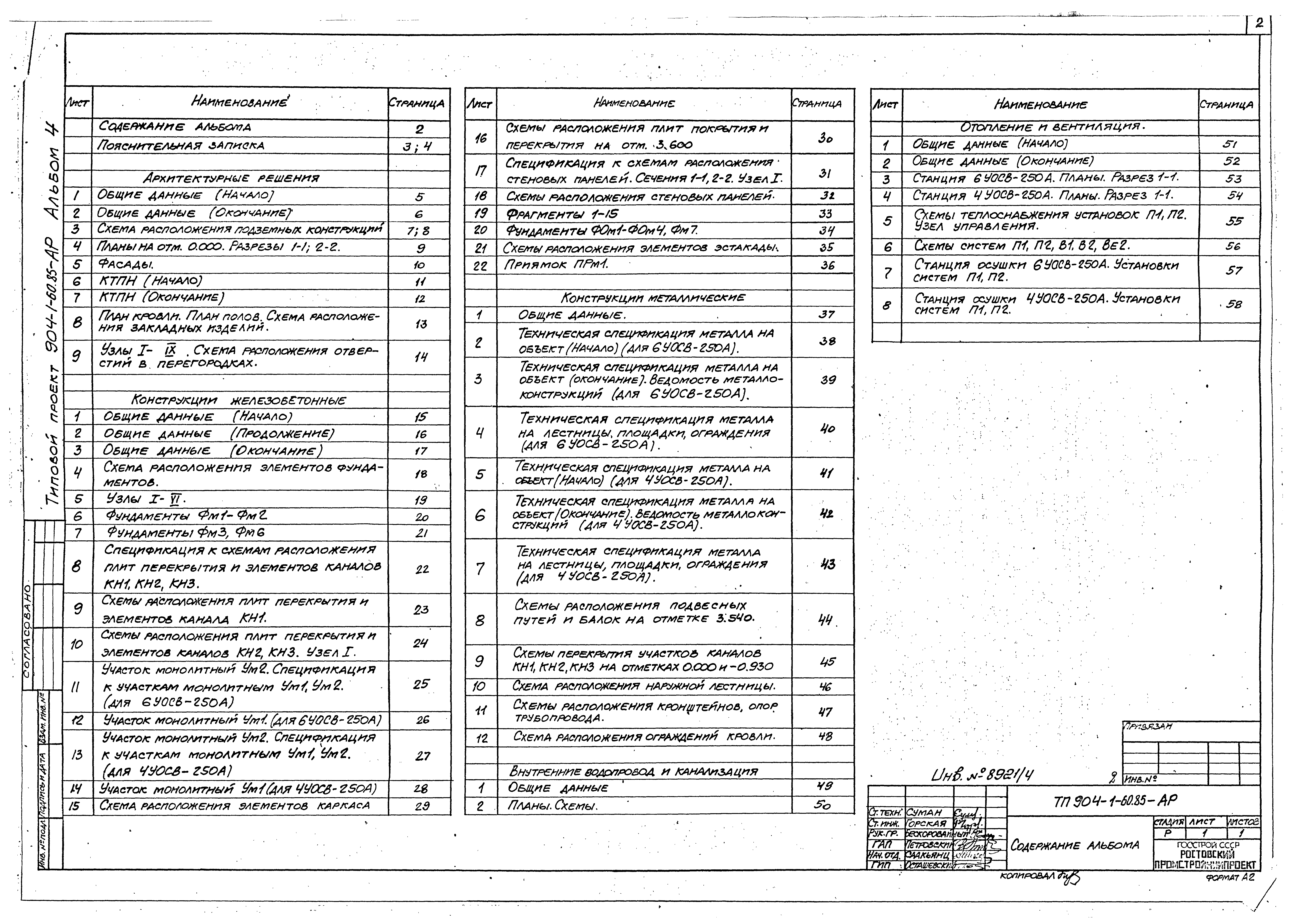 Типовой проект 904-1-60.85