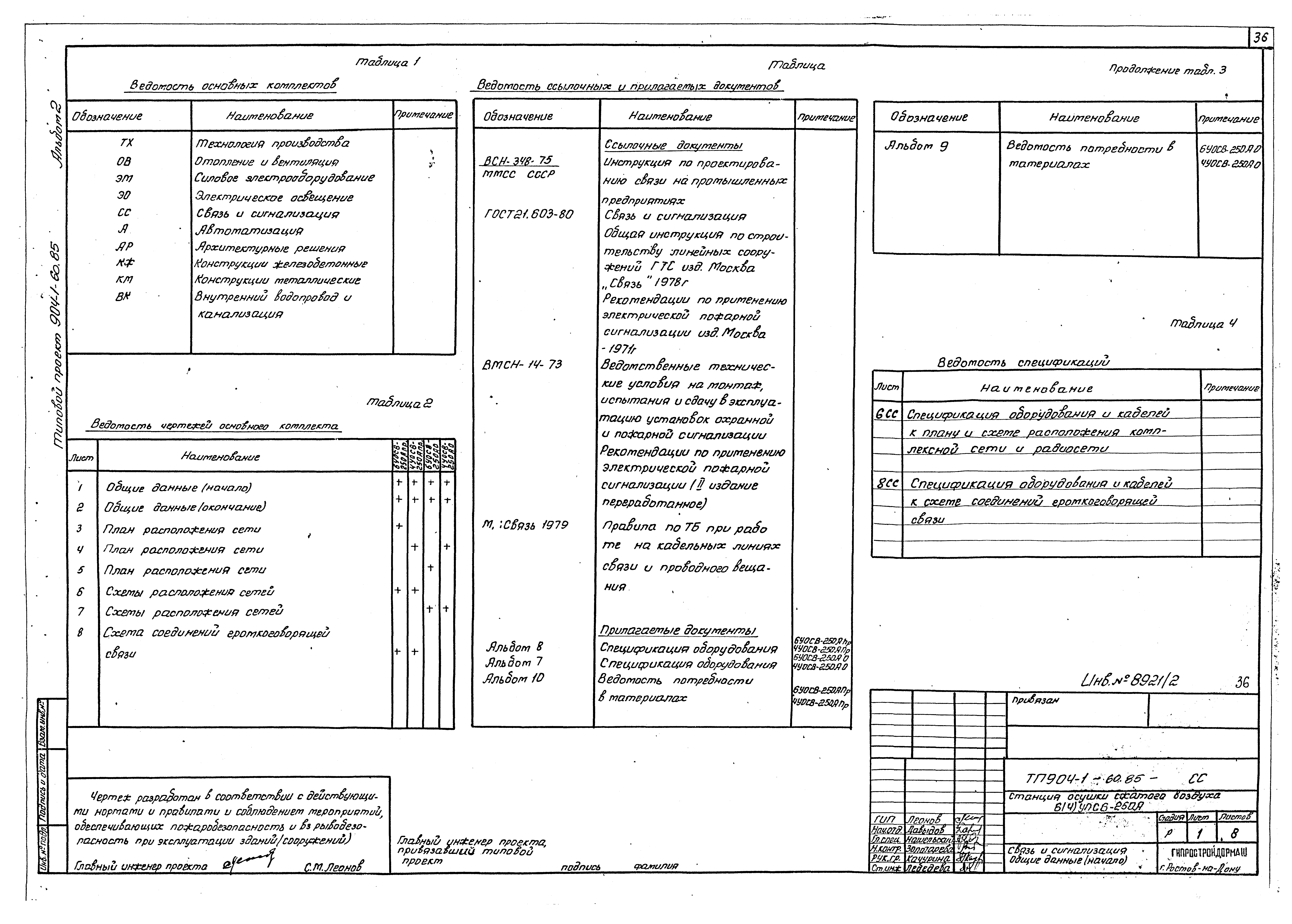 Типовой проект 904-1-60.85