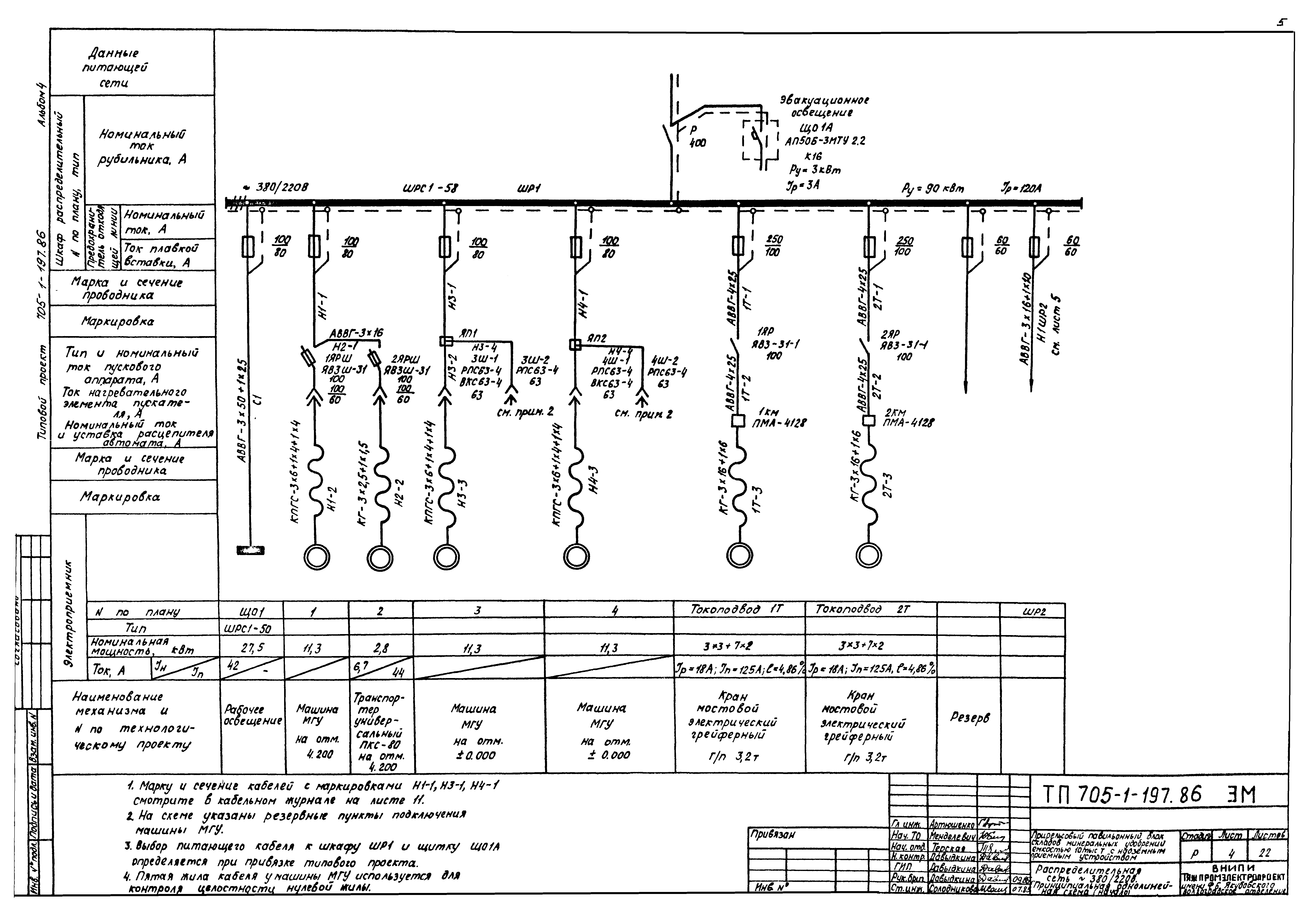 Скачать Типовой проект 705-1-197.86 Альбом 4. Силовое электрооборудование.  Электрическое освещение