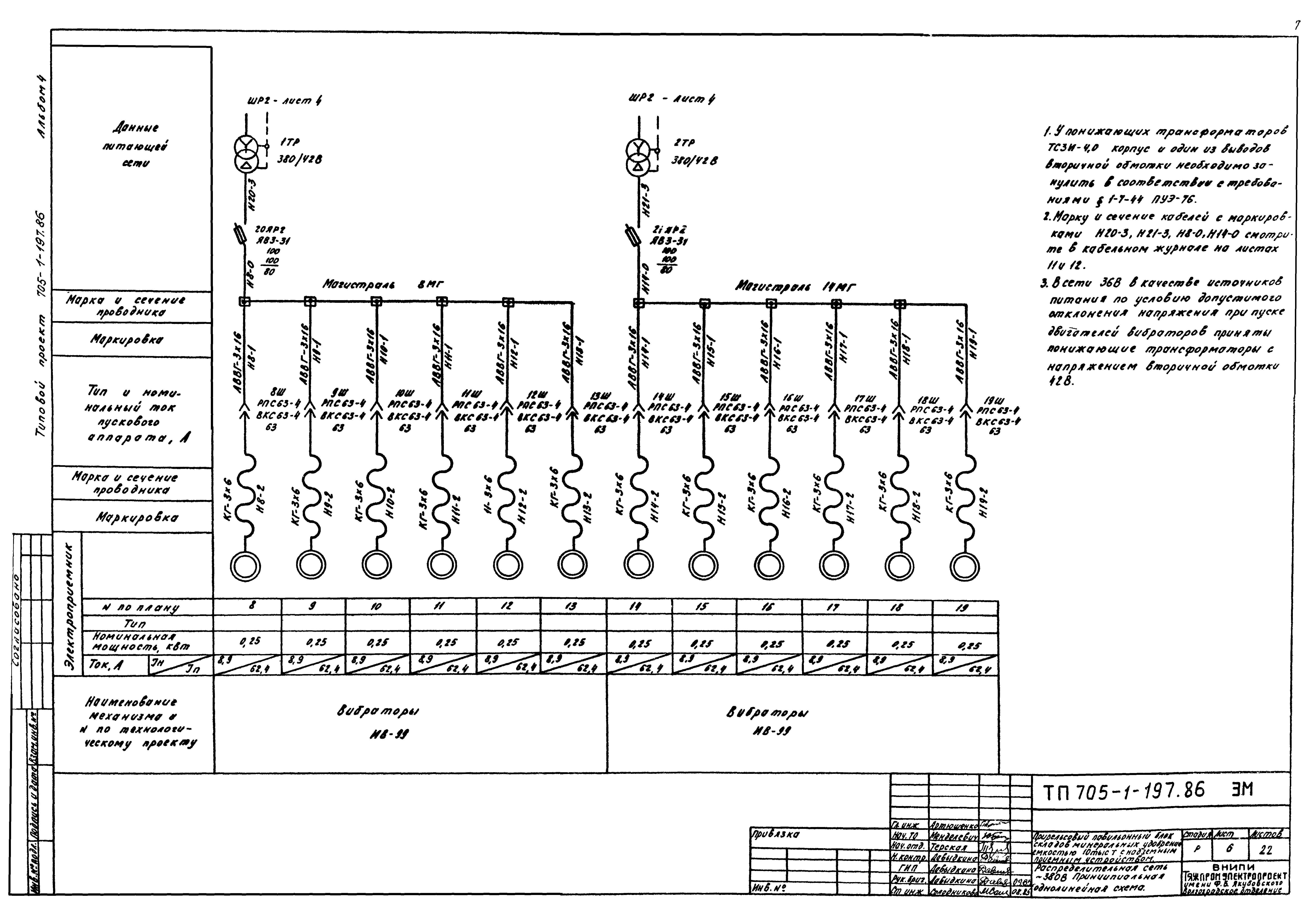 Скачать Типовой проект 705-1-197.86 Альбом 4. Силовое электрооборудование.  Электрическое освещение