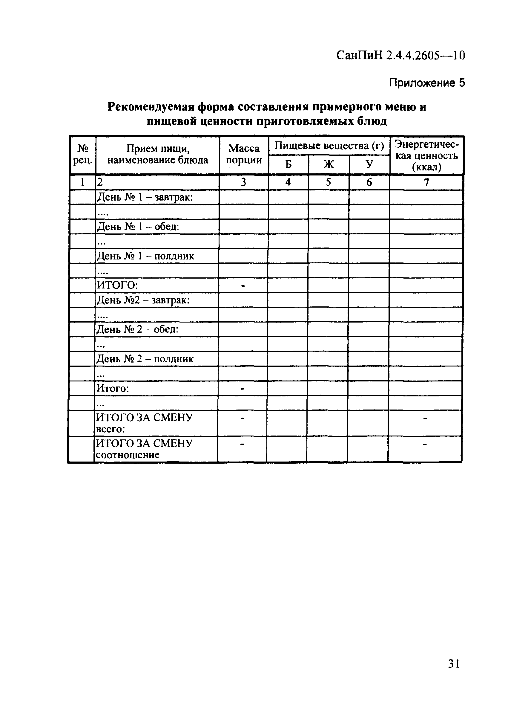 СанПиН 2.4.4.2605-10