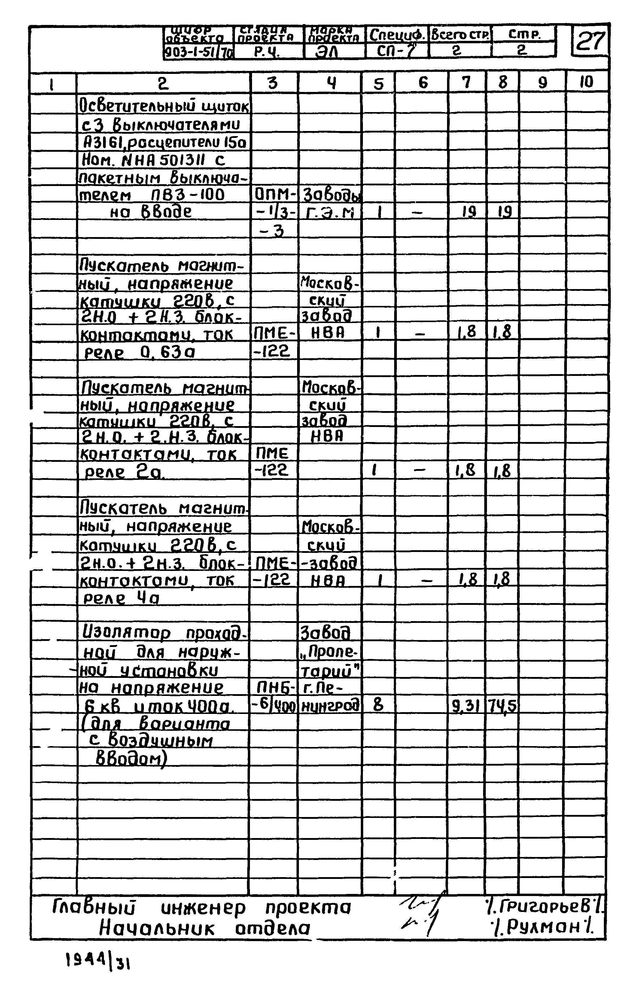 Типовой проект 903-1-52/70