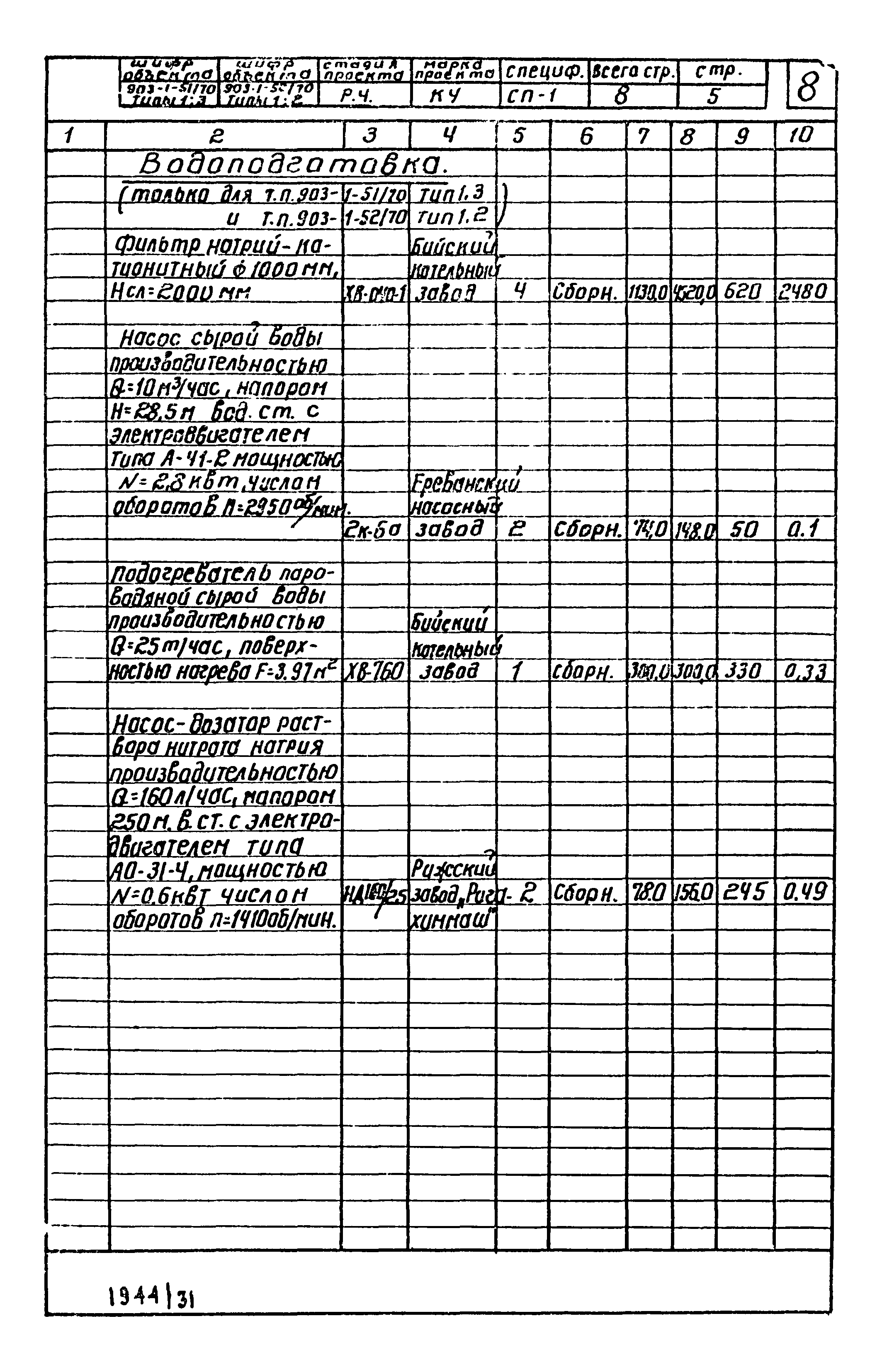 Типовой проект 903-1-52/70