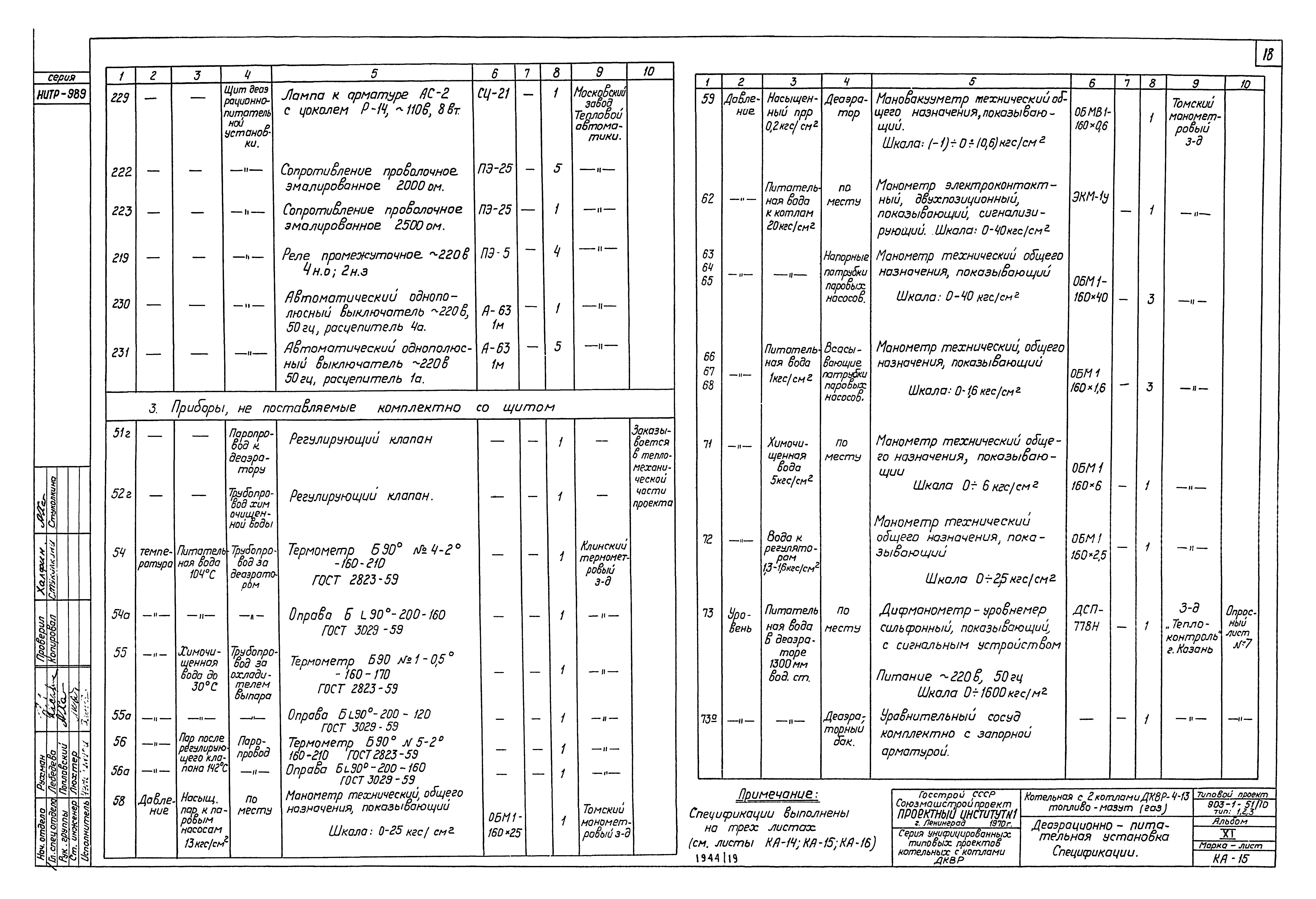 Типовой проект 903-1-52/70