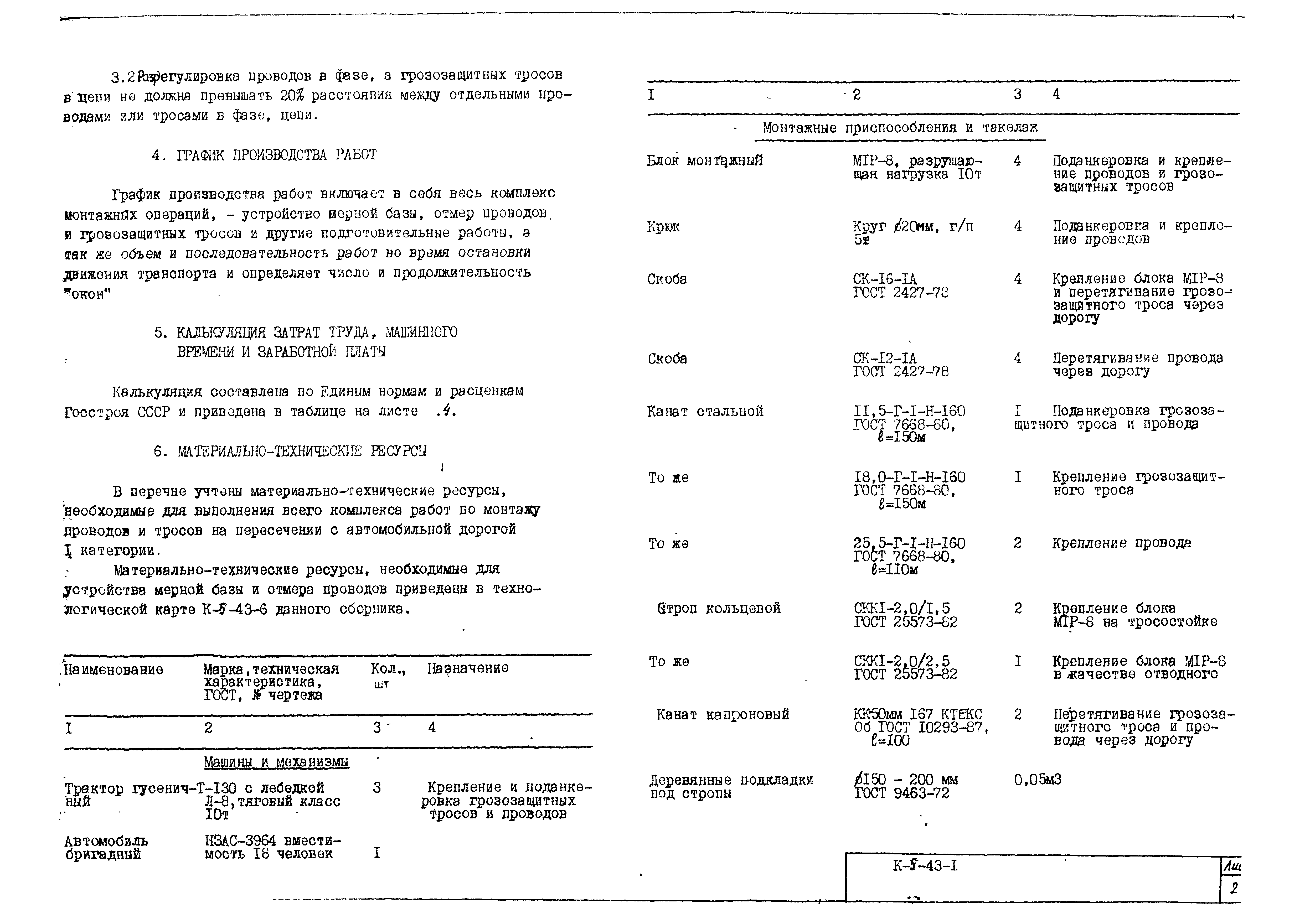 Технологическая карта К-5-43-1