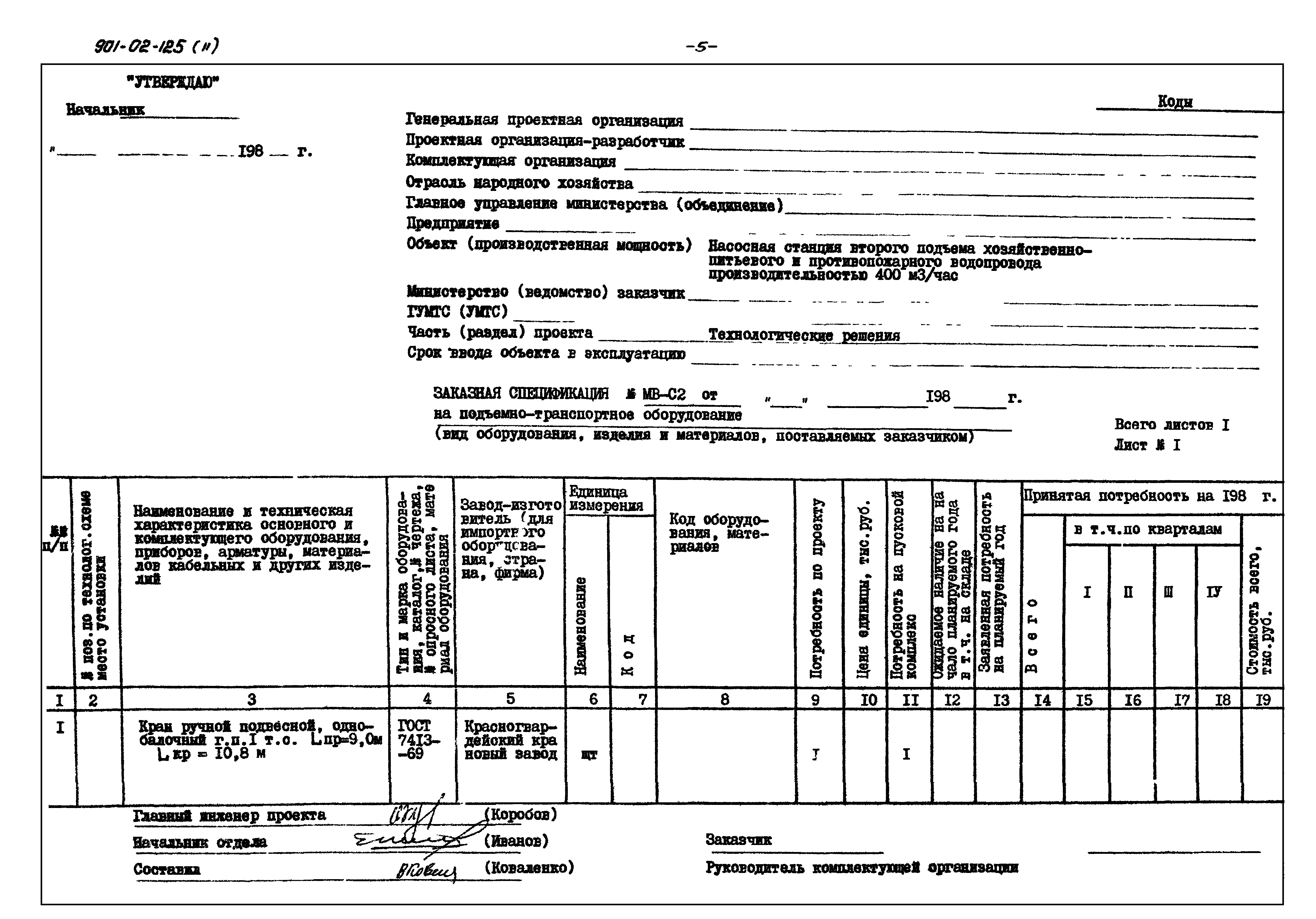 Типовые проектные решения 901-02-125