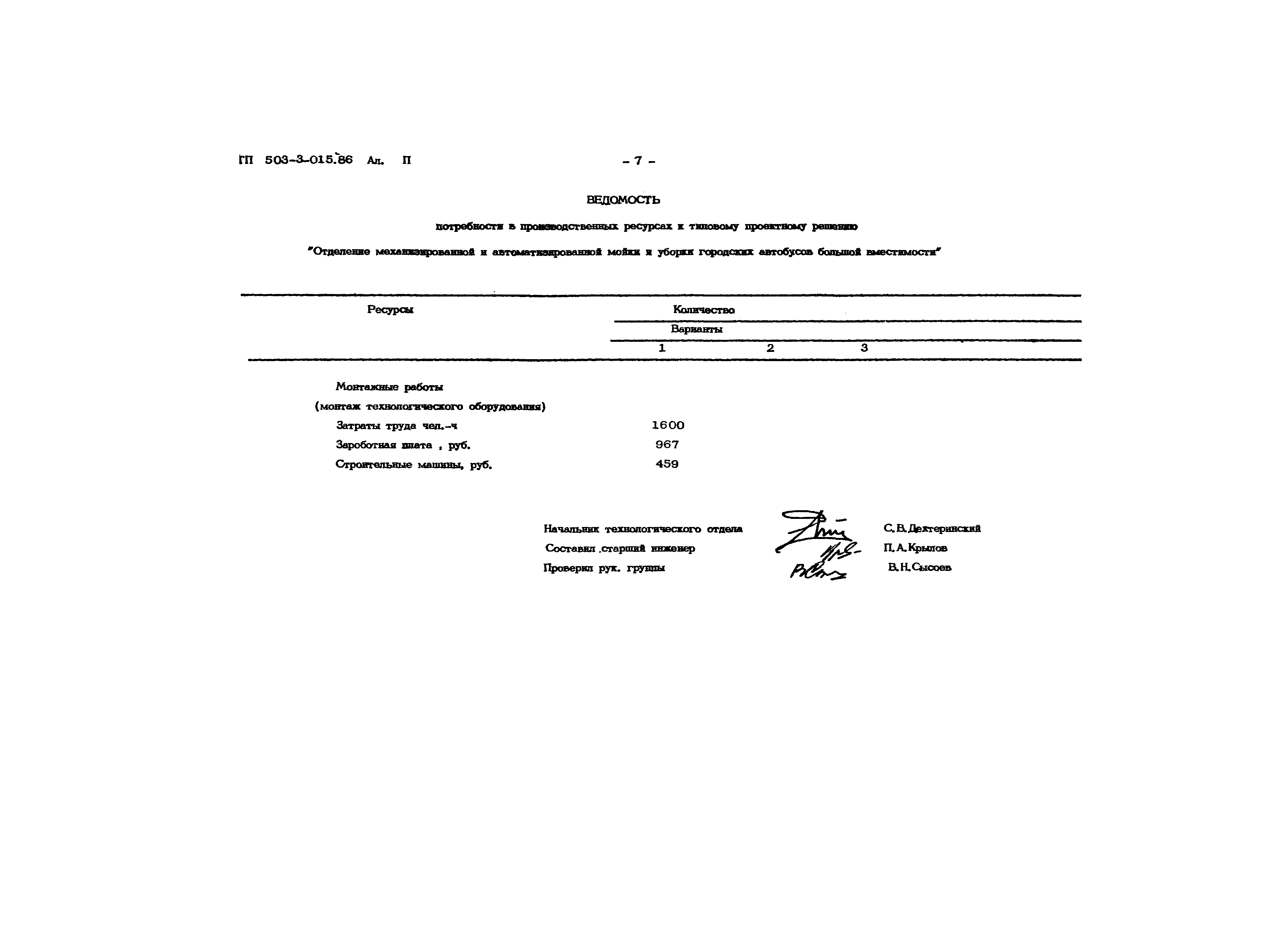 Типовые проектные решения 503-3-015.86