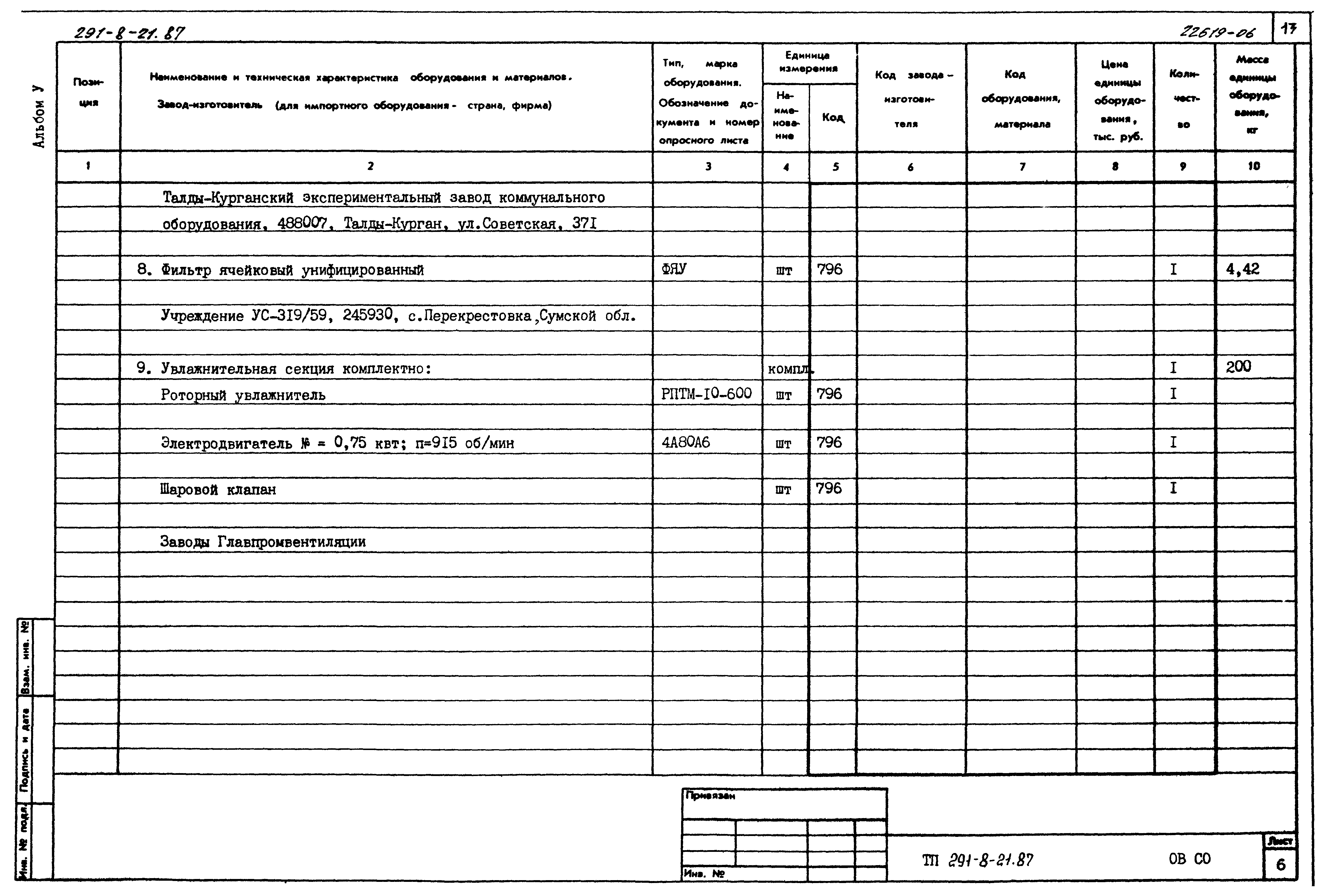 Типовой проект 291-8-21.87