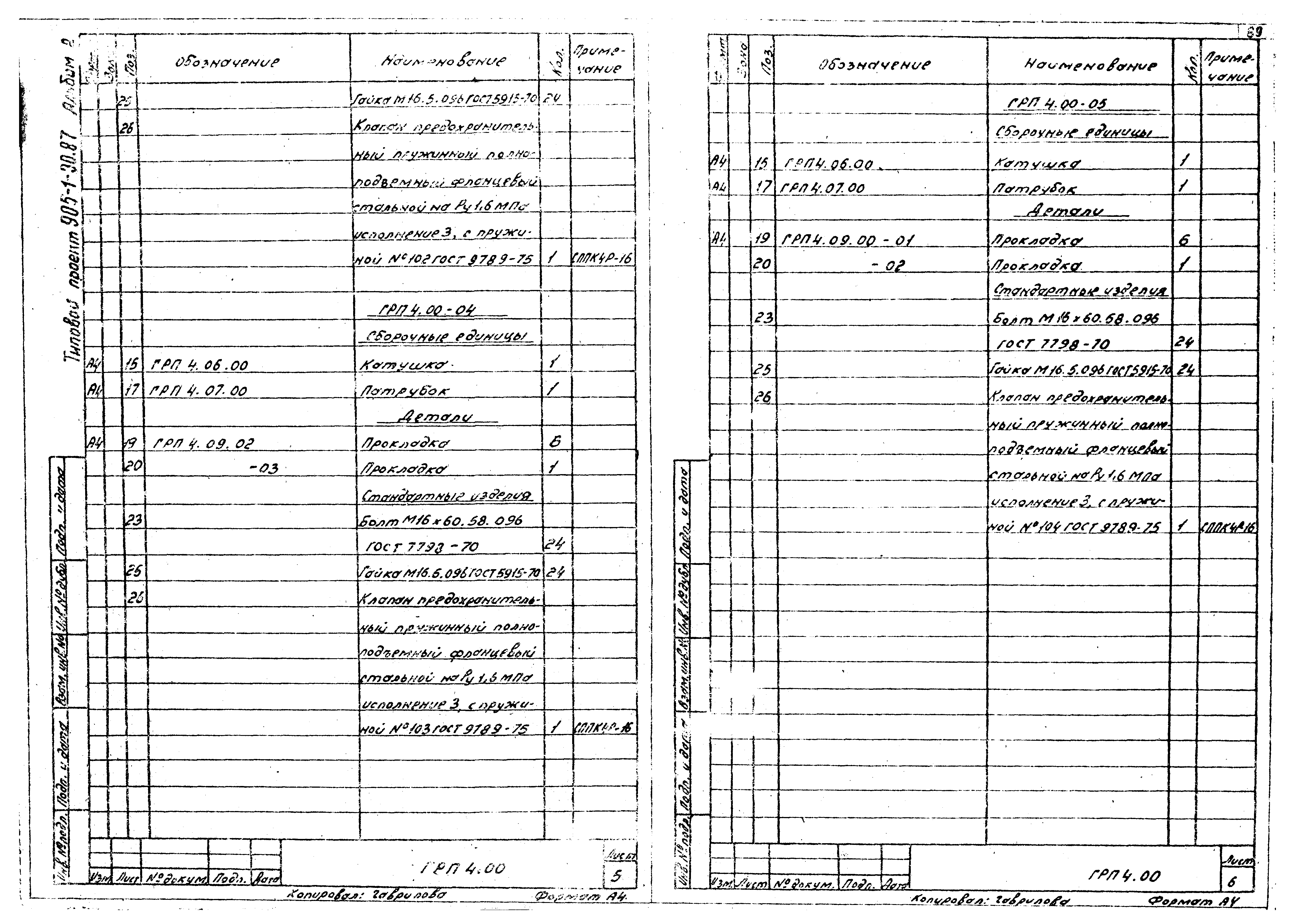 Типовой проект 905-1-30.87