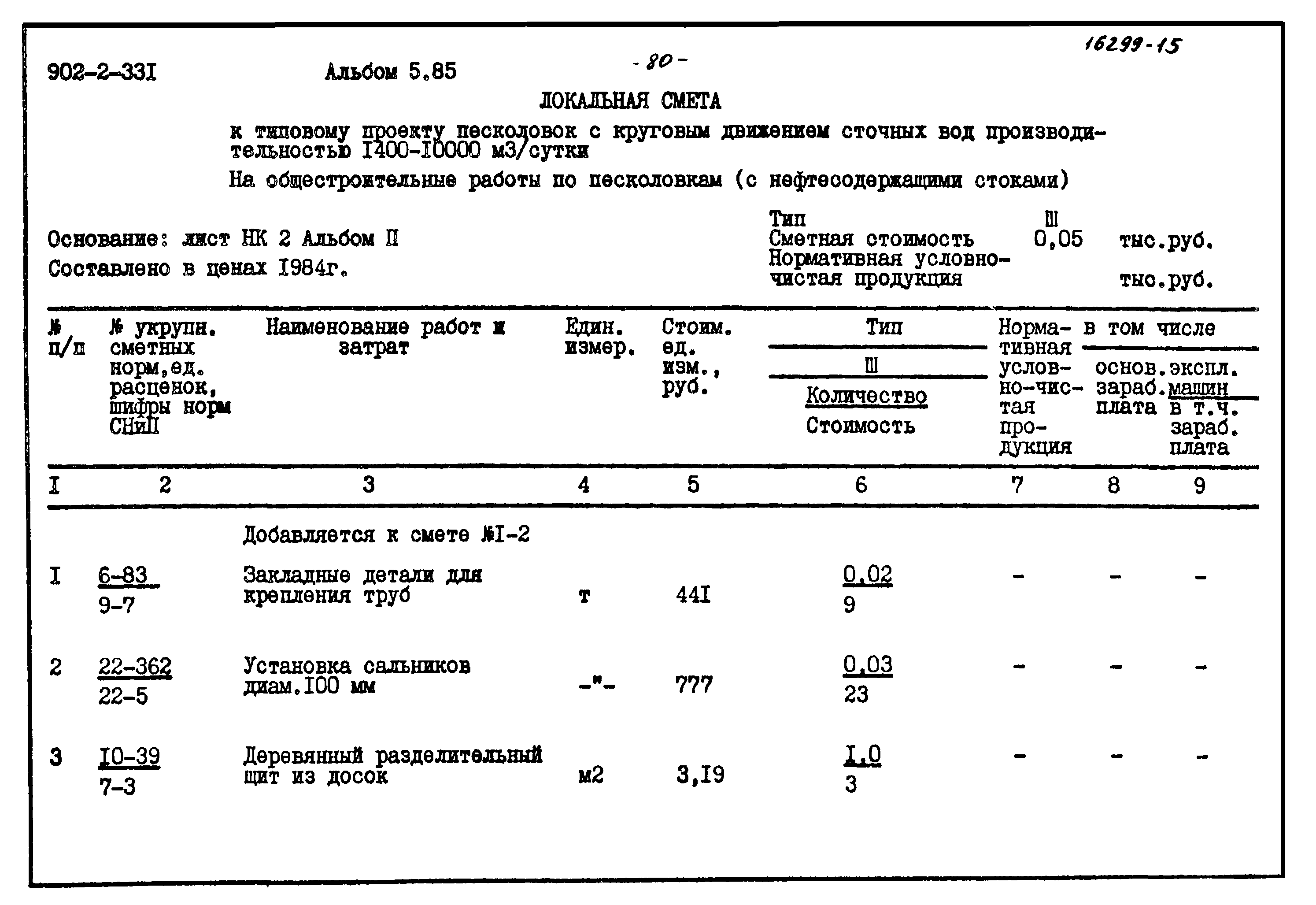 Коробка расценка в смете