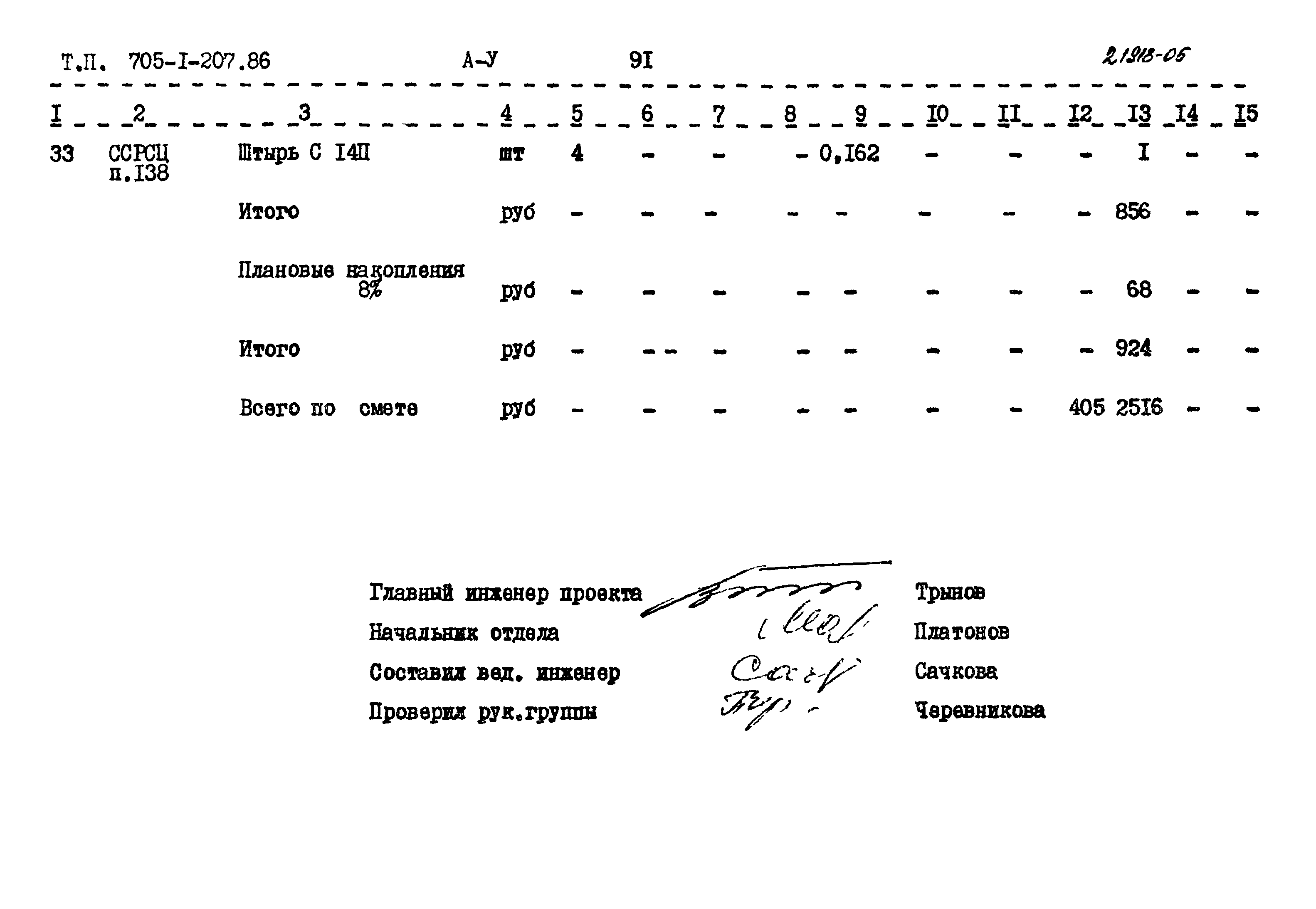 Типовой проект 705-1-207.86