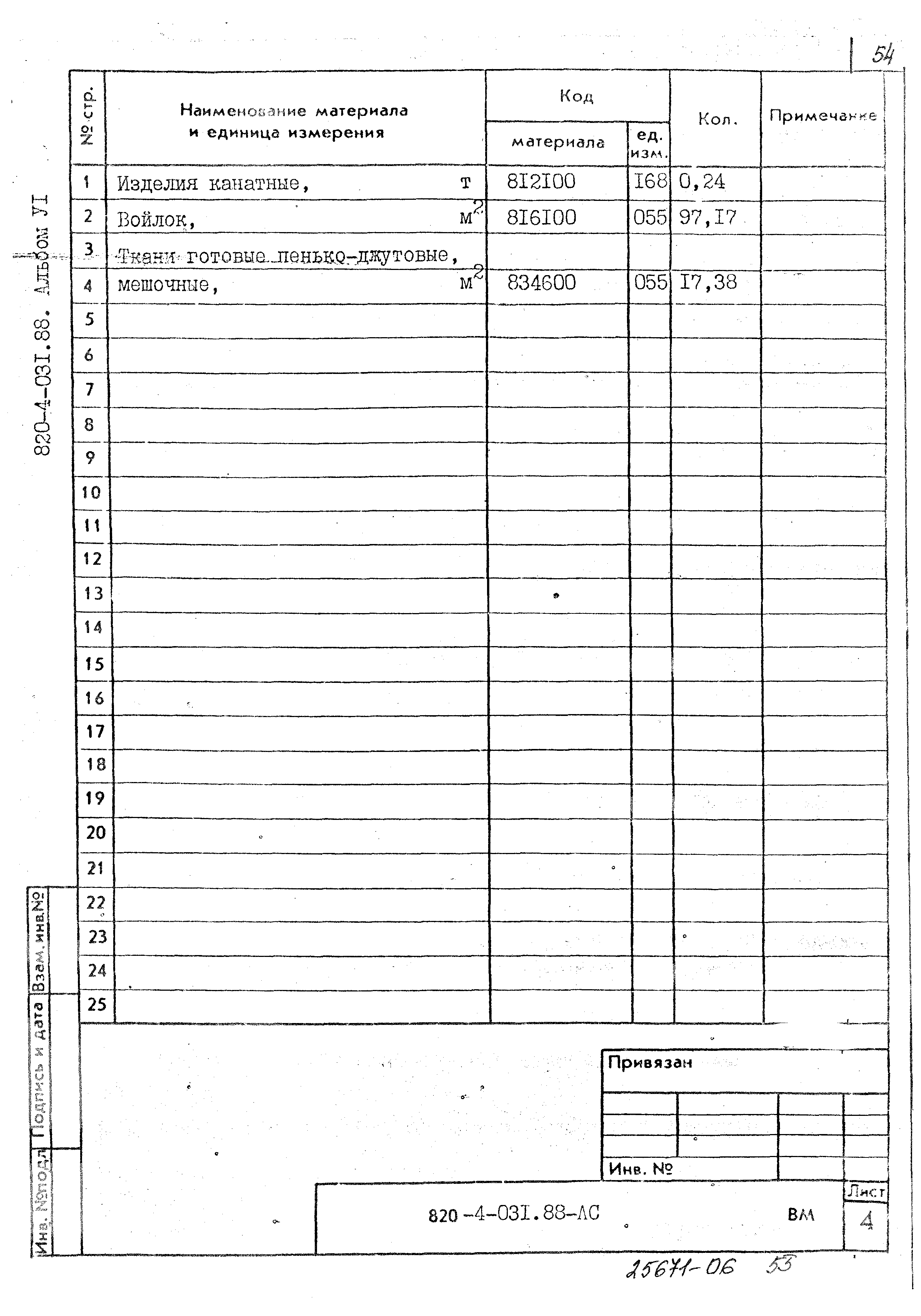 Типовые проектные решения 820-4-031.88