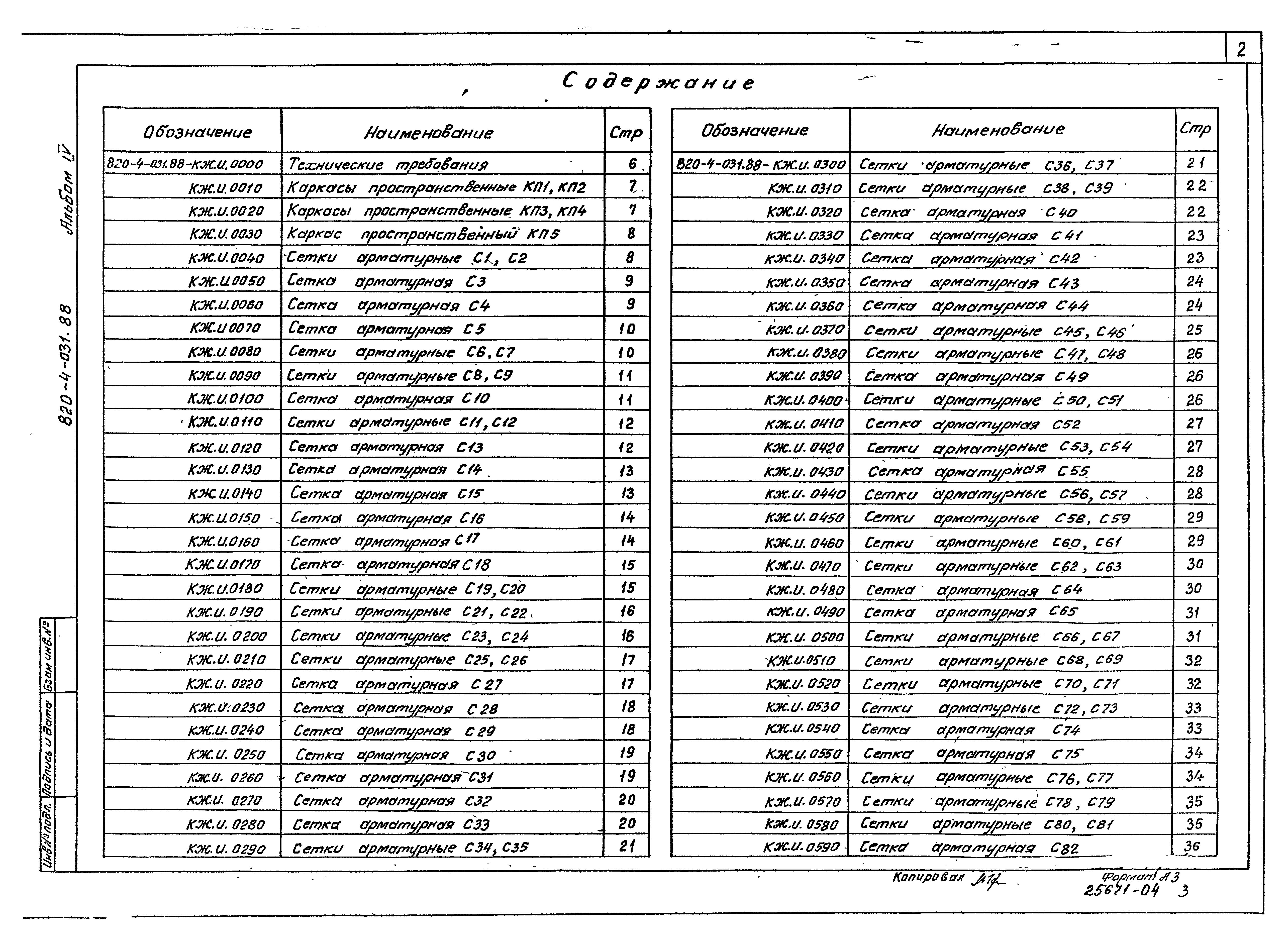 Типовые проектные решения 820-4-031.88