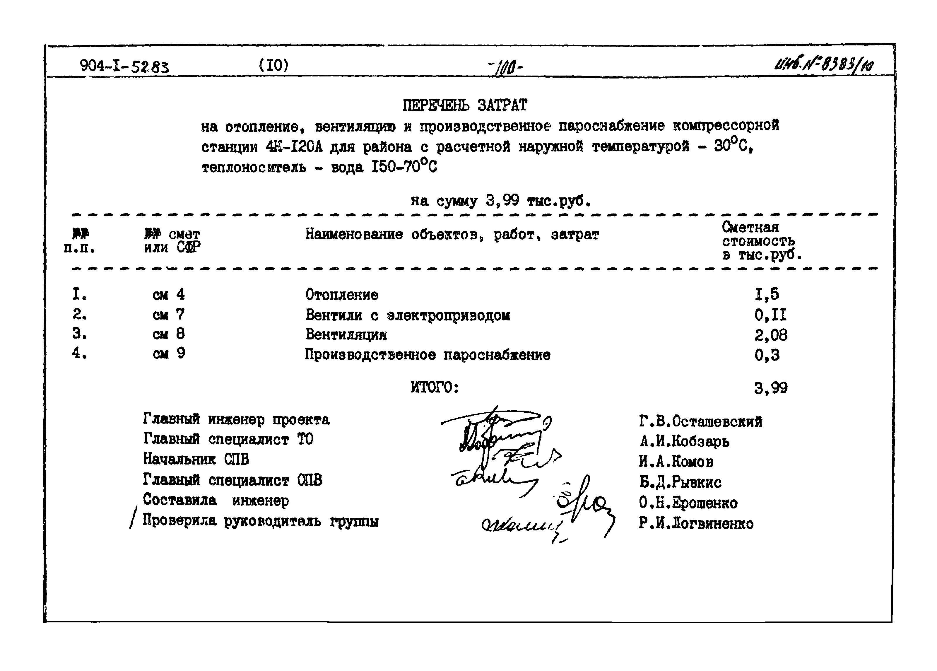 Типовой проект 904-1-52.83