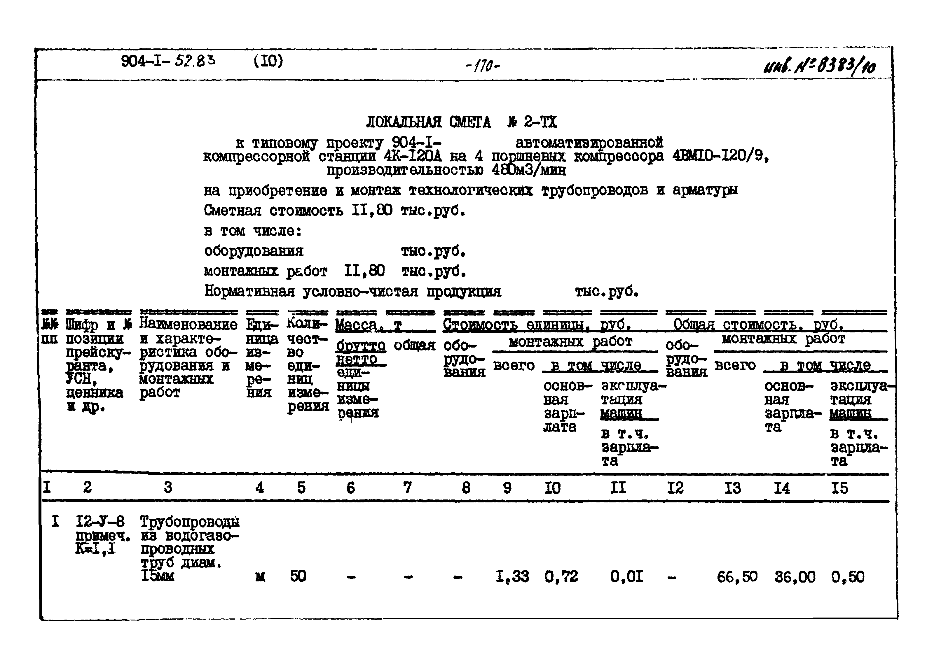 Типовой проект 904-1-52.83