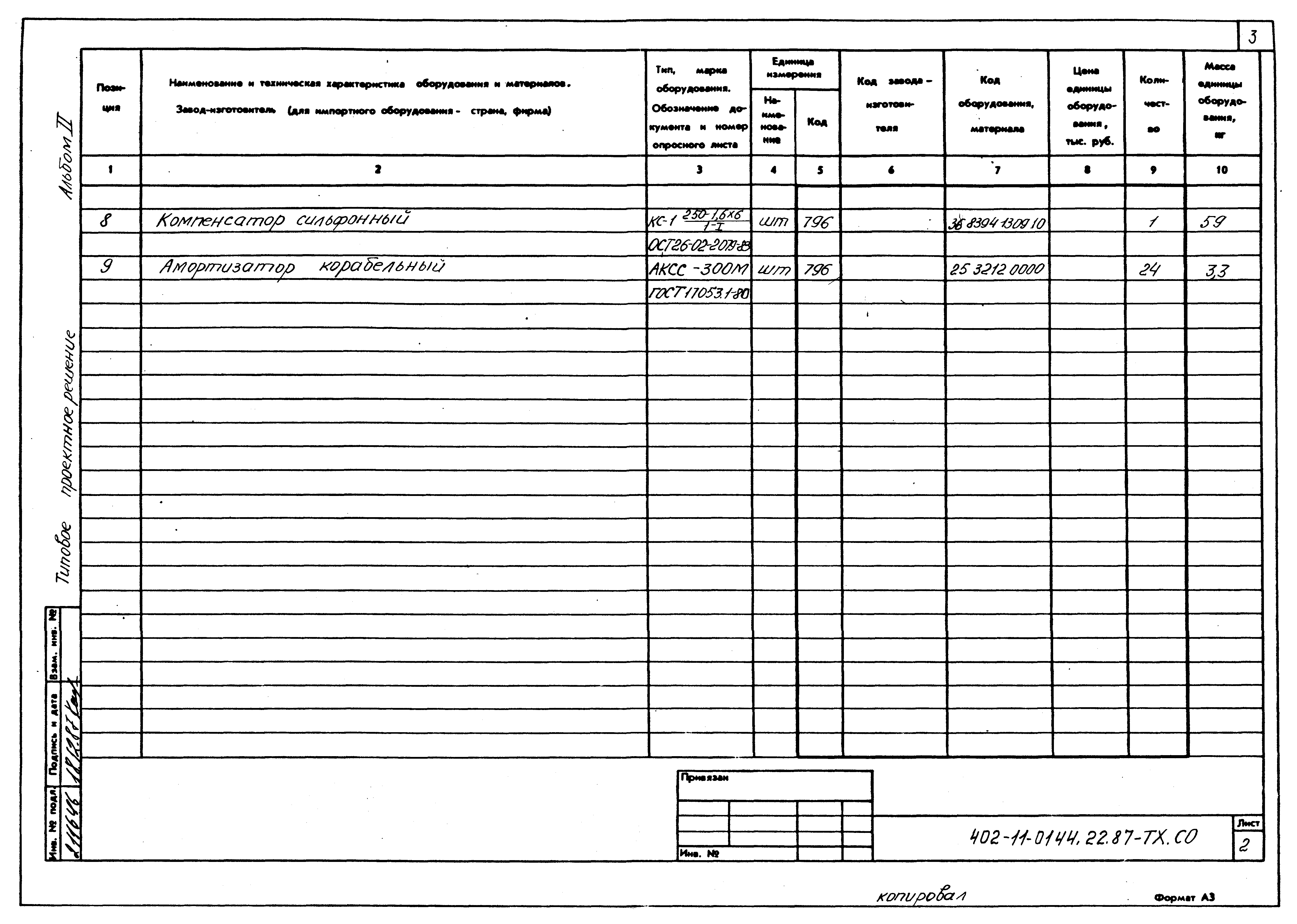 Типовые проектные решения 402-11-0144.22.87