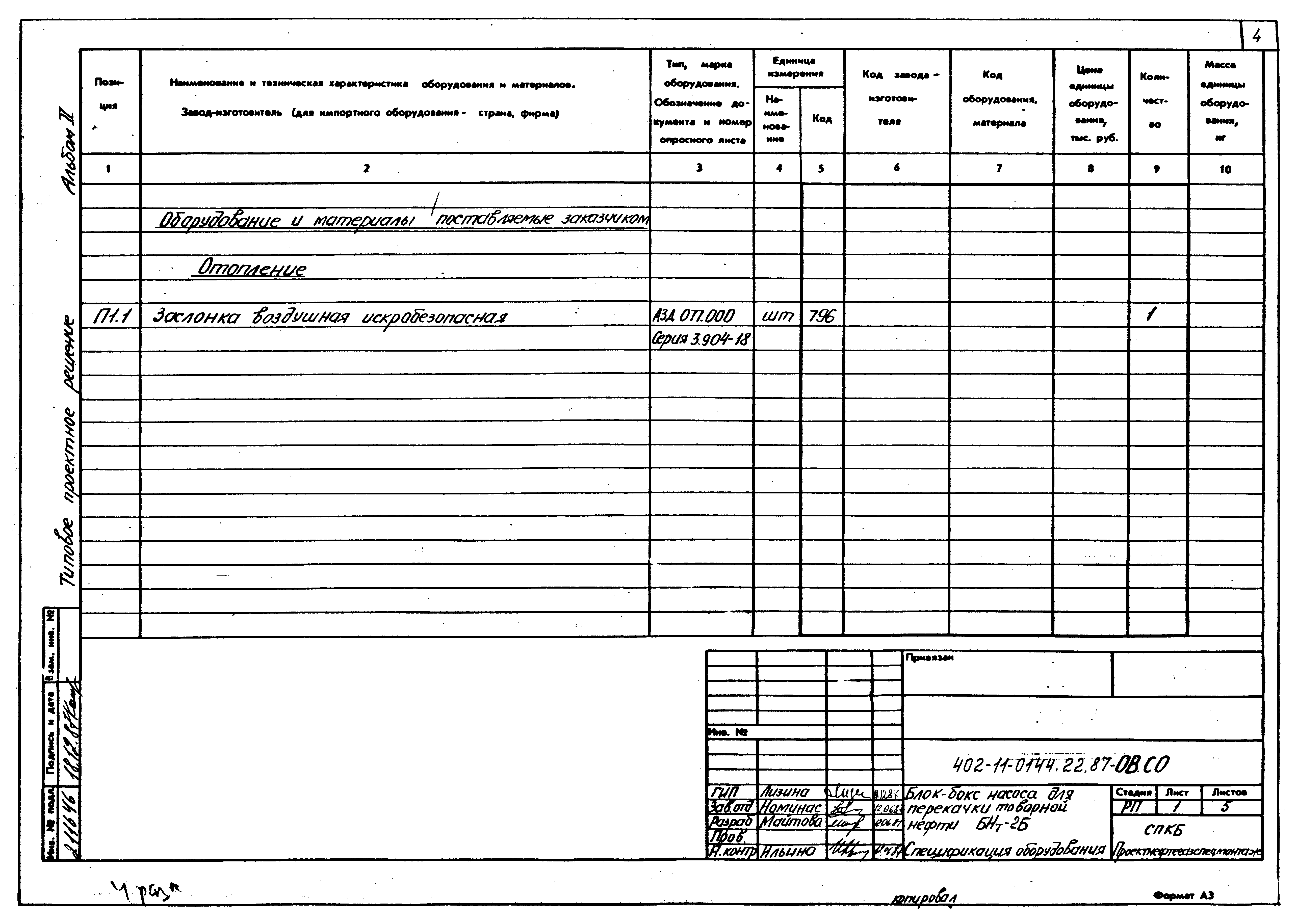 Типовые проектные решения 402-11-0144.22.87