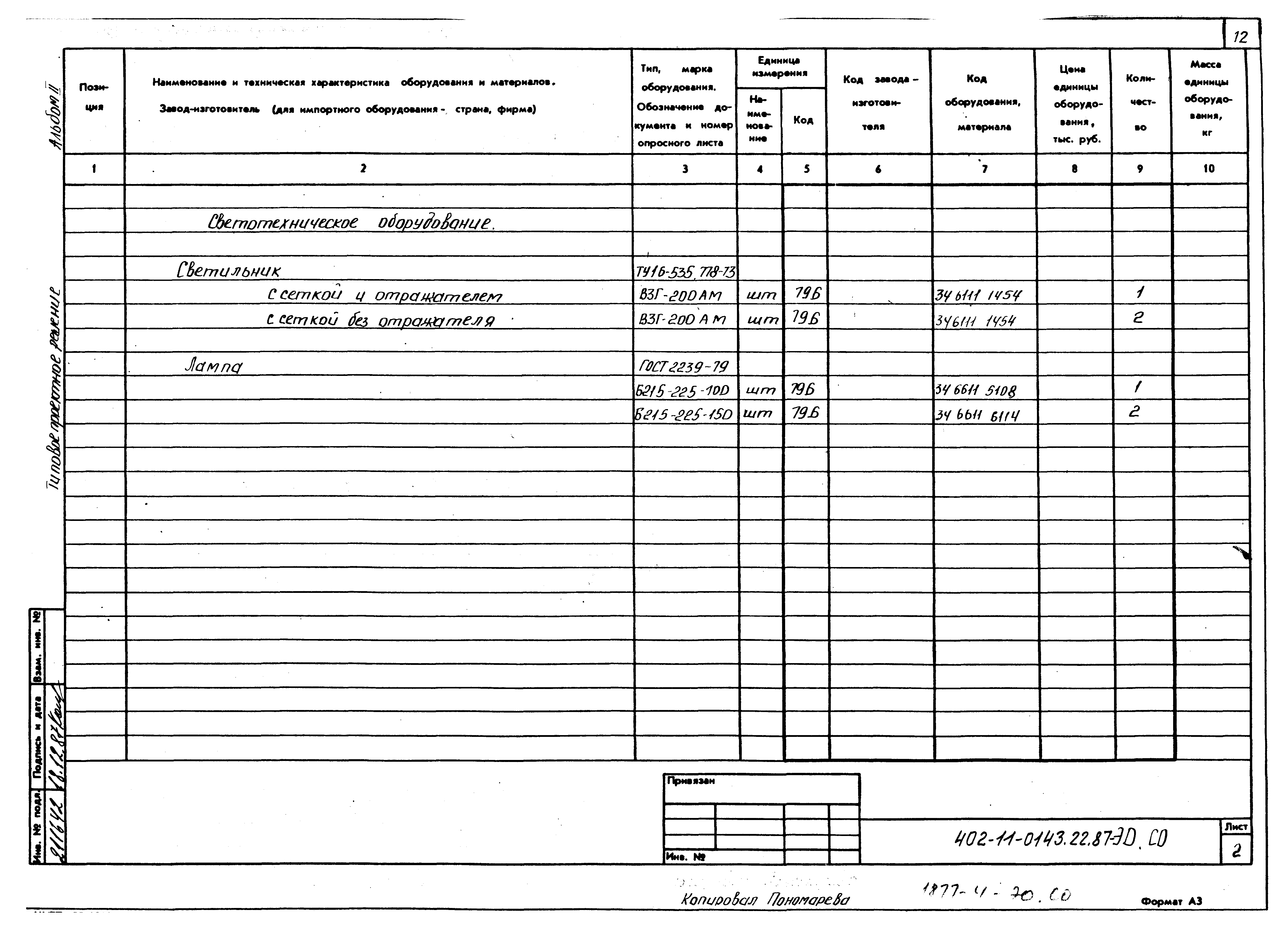 Типовые проектные решения 402-11-0143.22.87