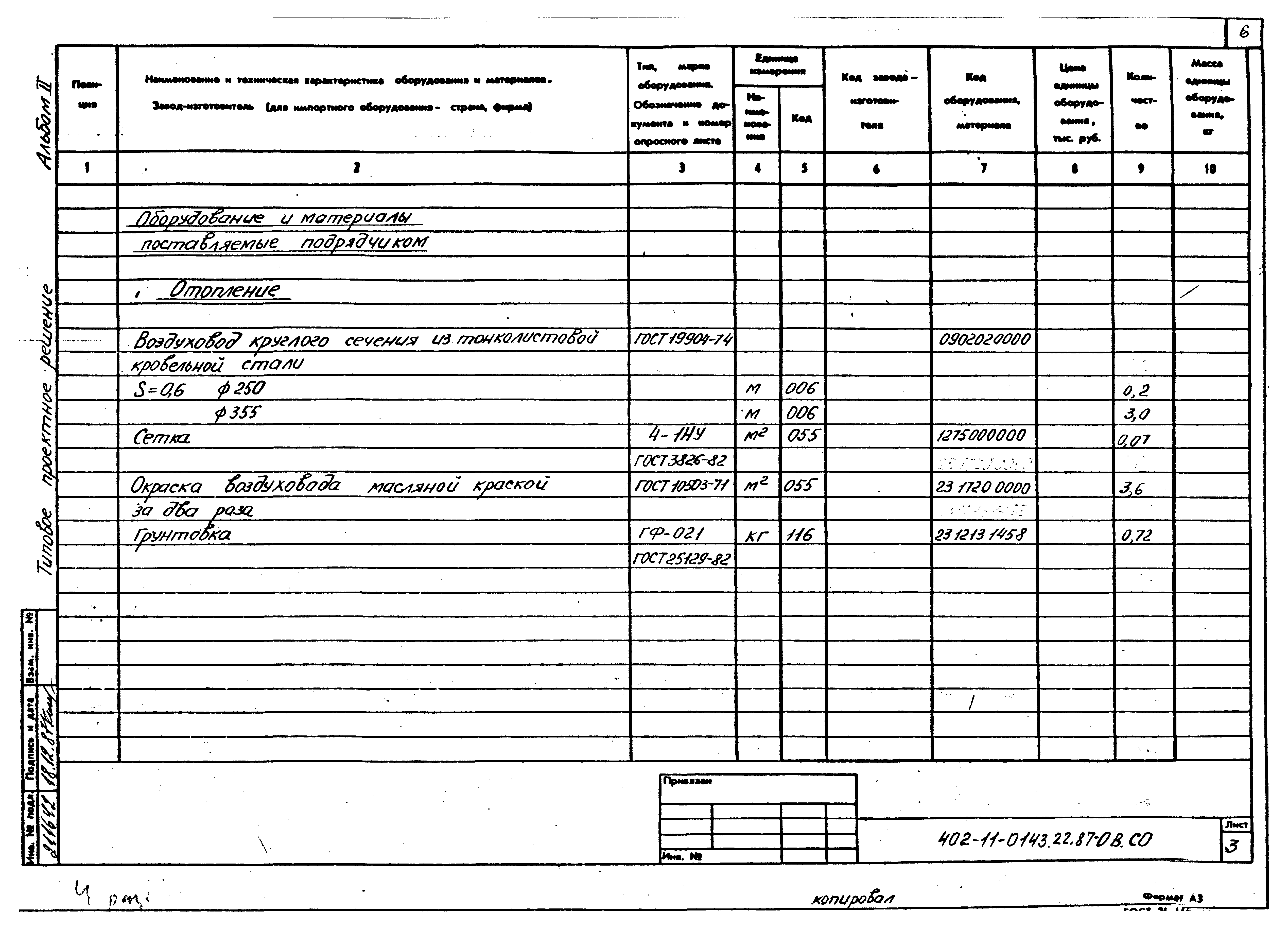 Типовые проектные решения 402-11-0143.22.87