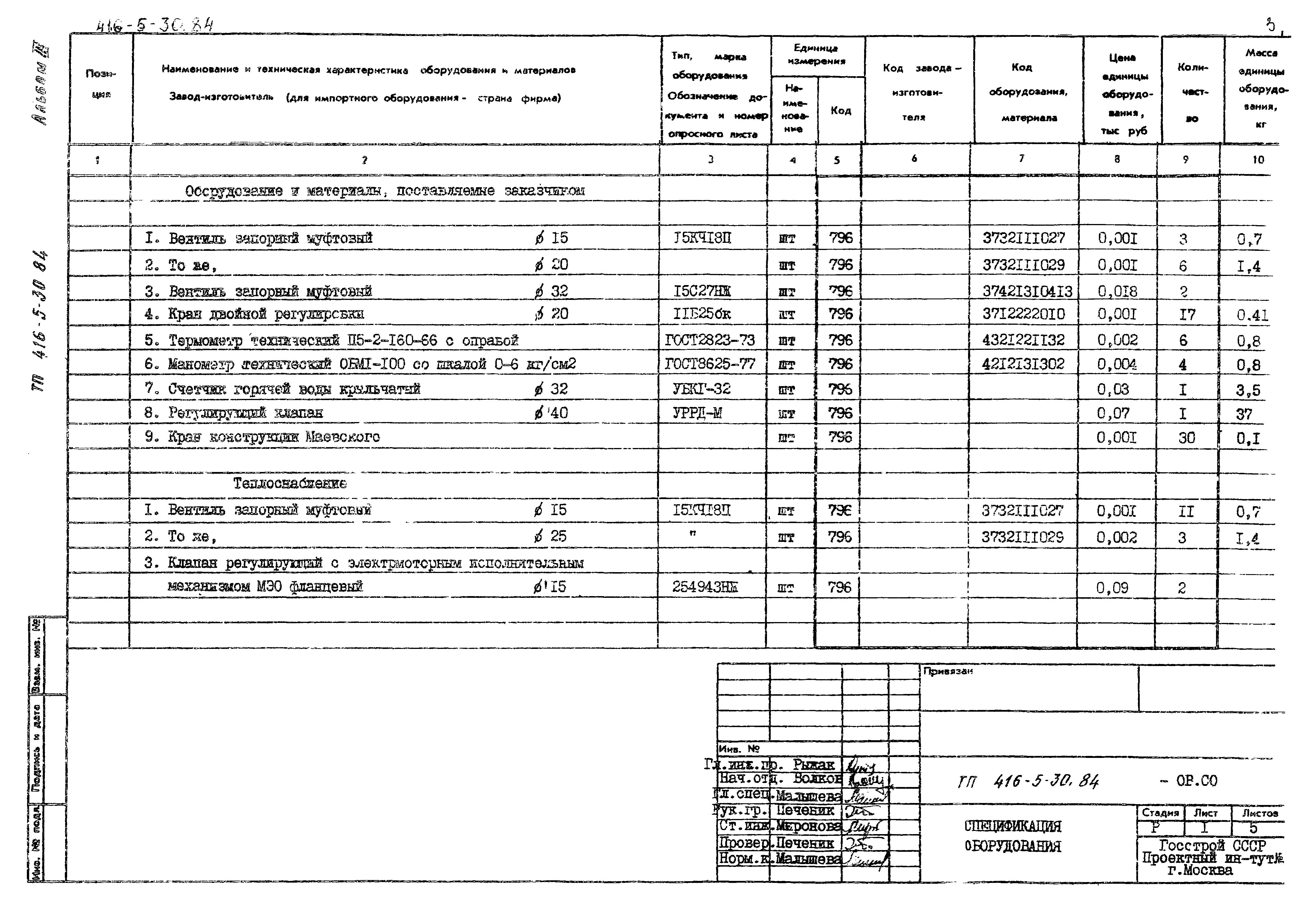 Типовой проект 416-5-30.84