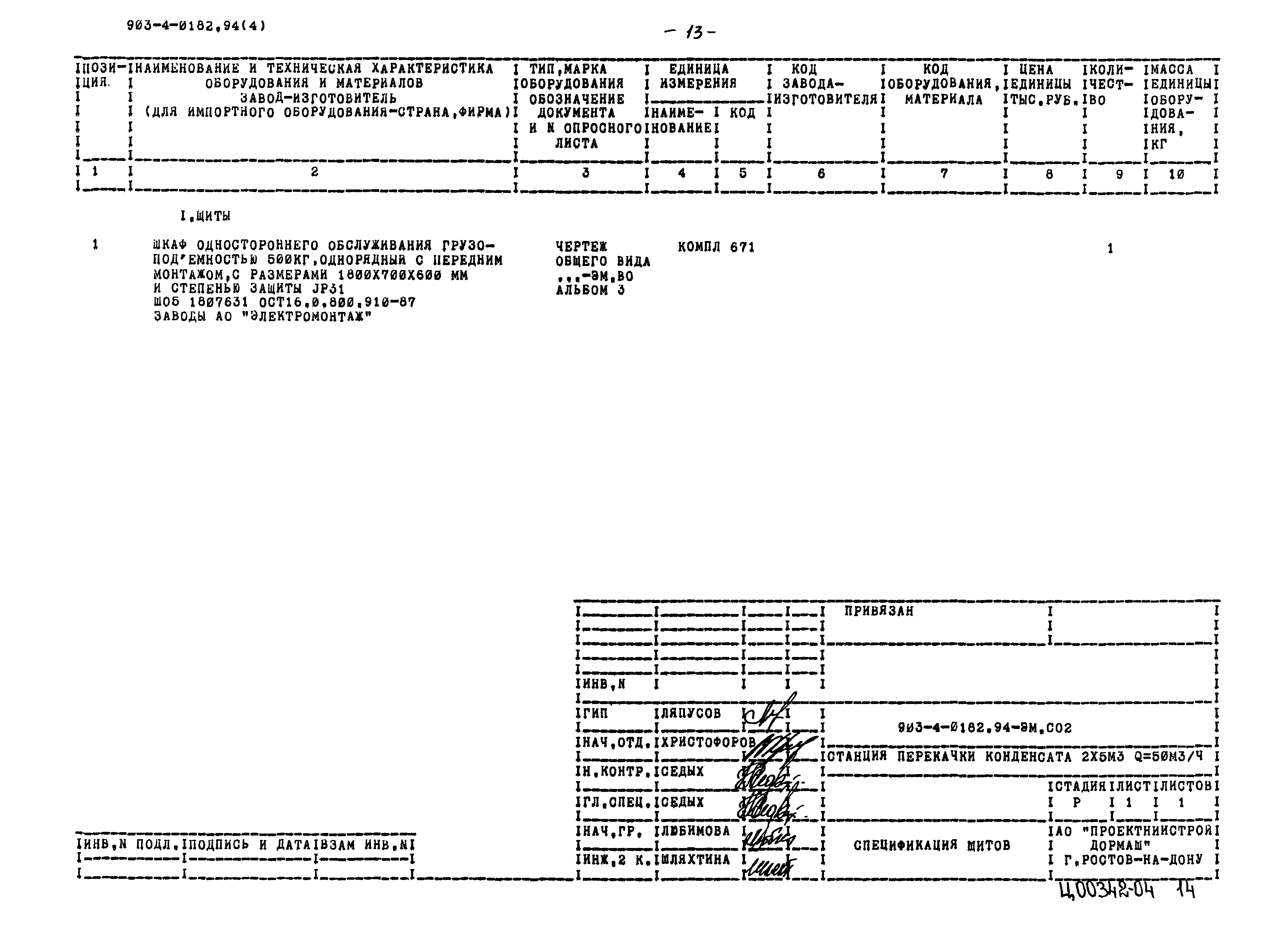 Типовые проектные решения 903-4-0182.94