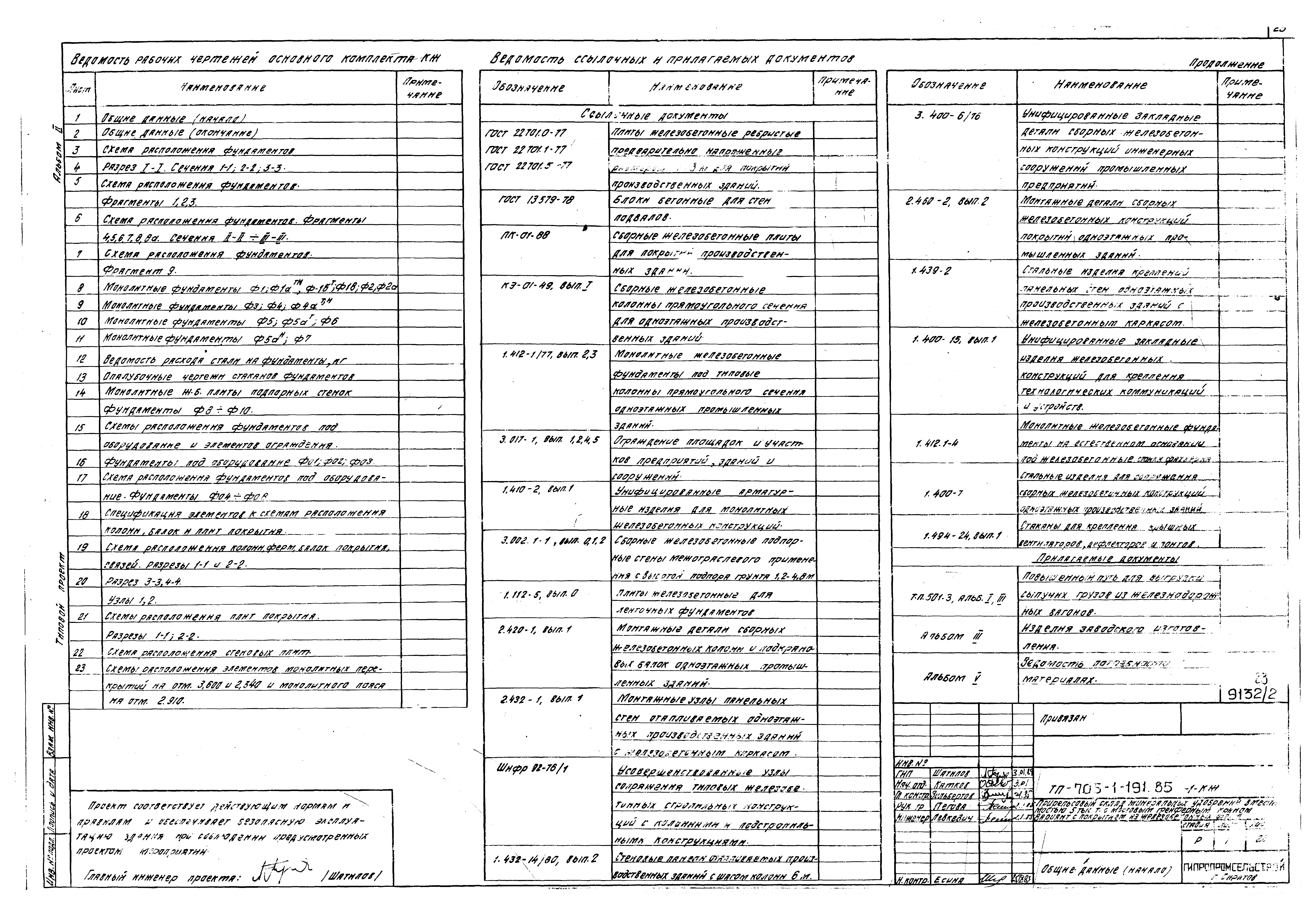 Типовой проект 705-1-191.85