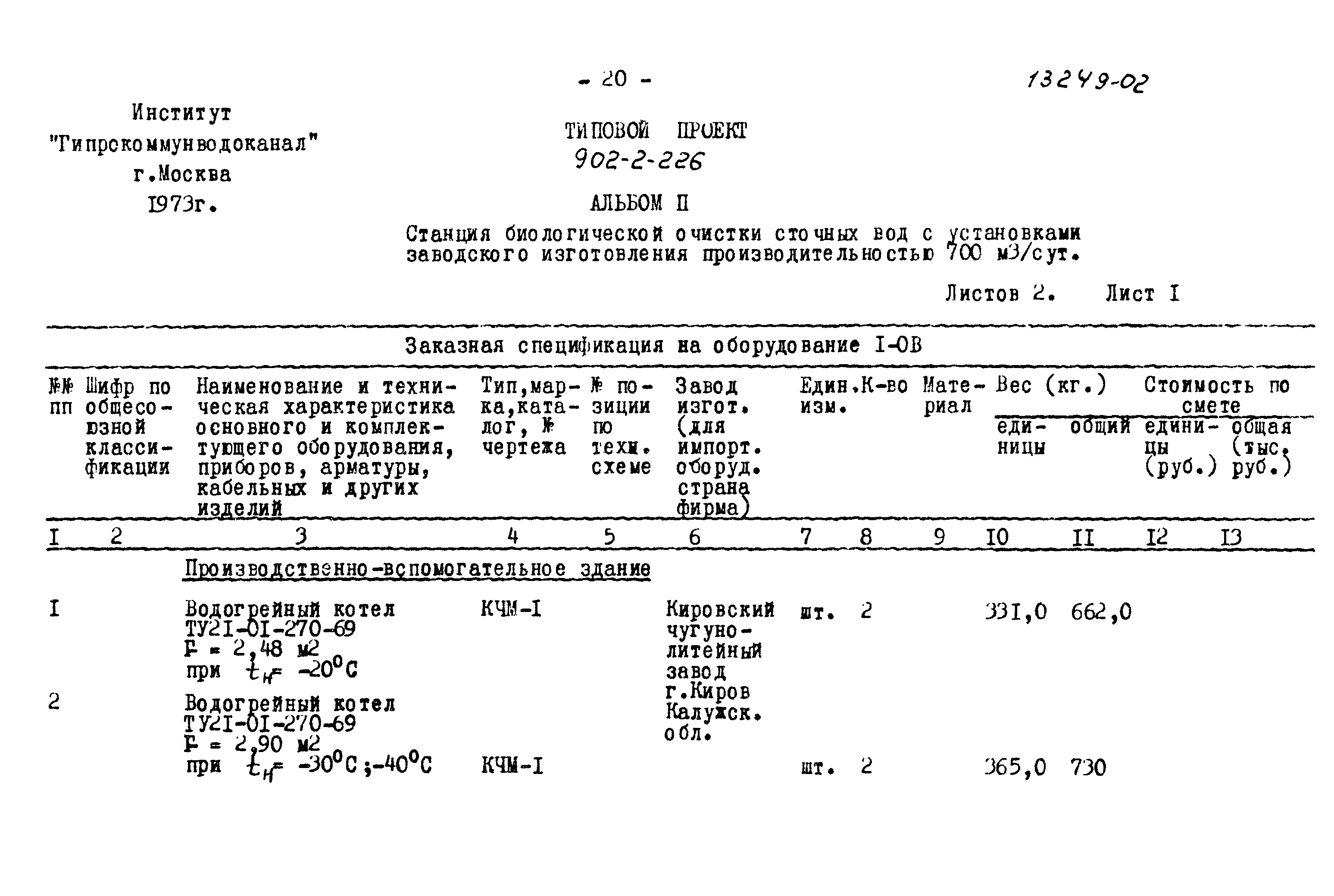 Типовой проект 902-2-226
