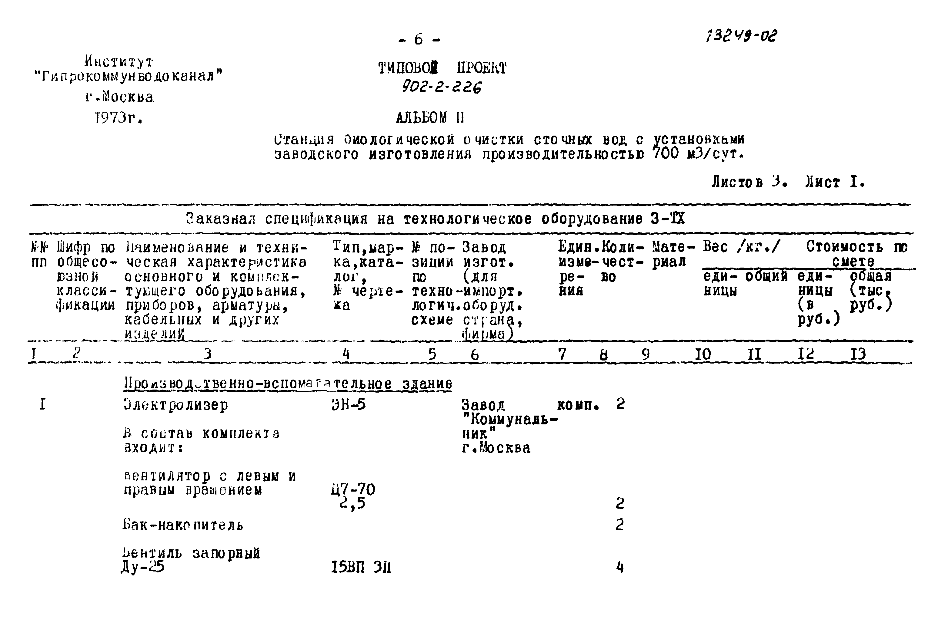Типовой проект 902-2-226