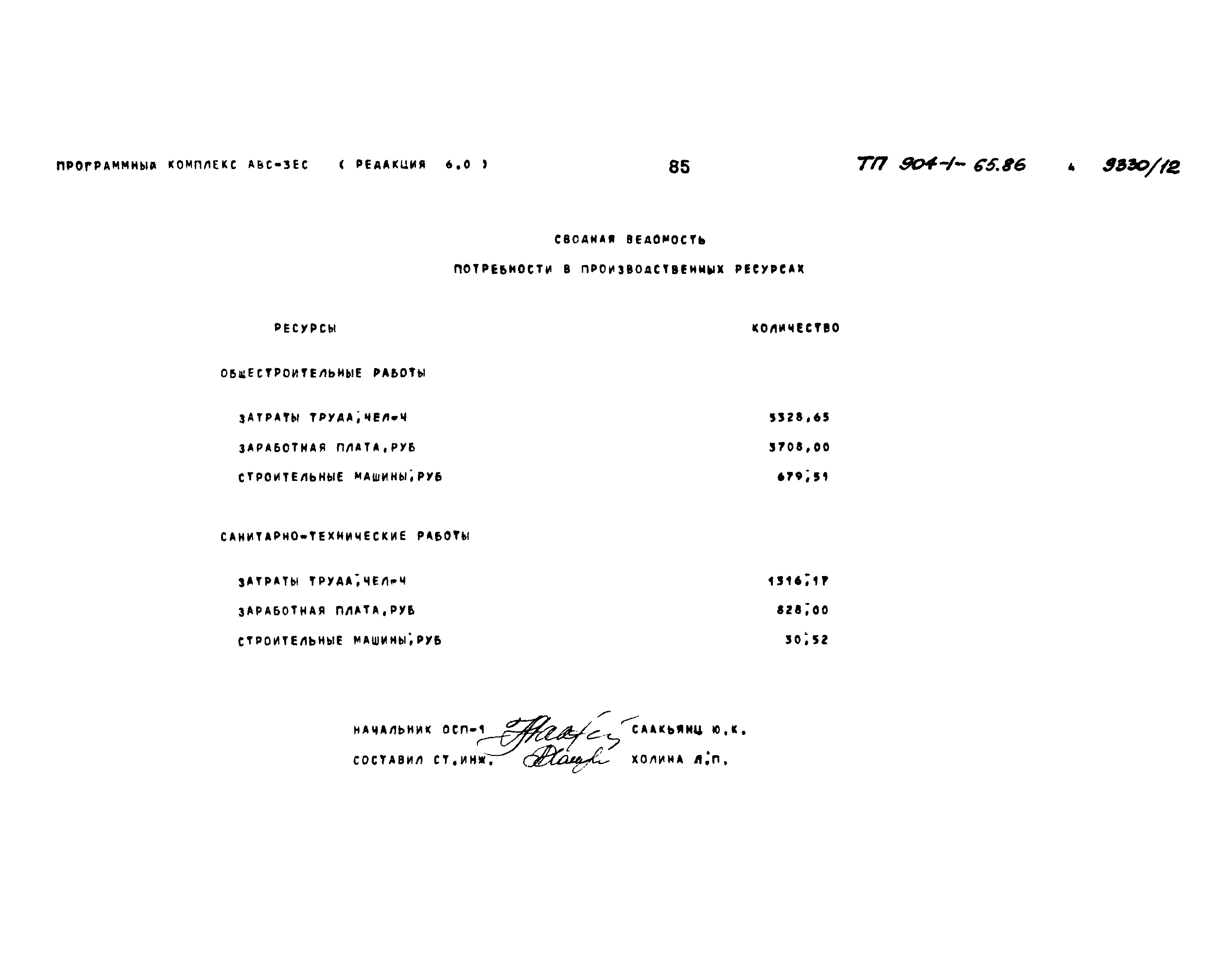 Типовой проект 904-1-65.86