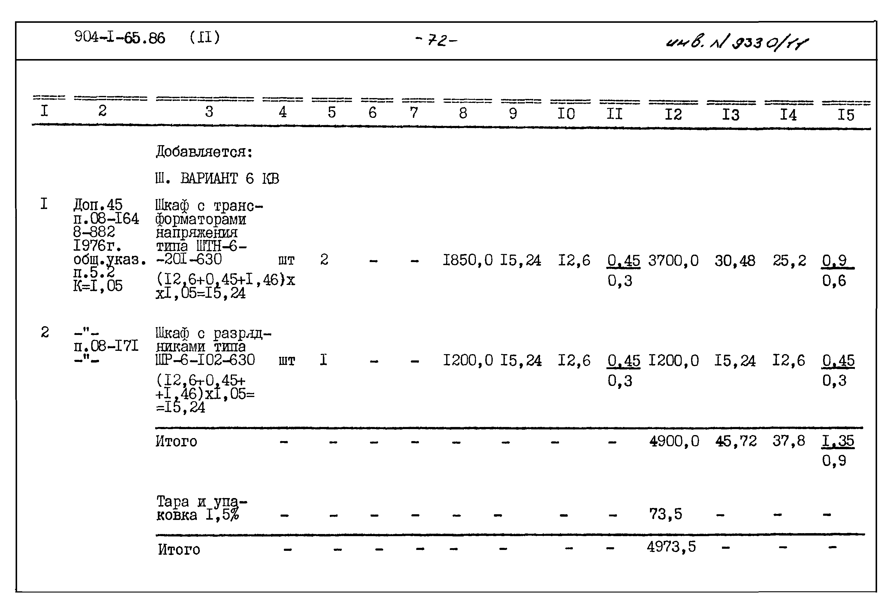Типовой проект 904-1-65.86