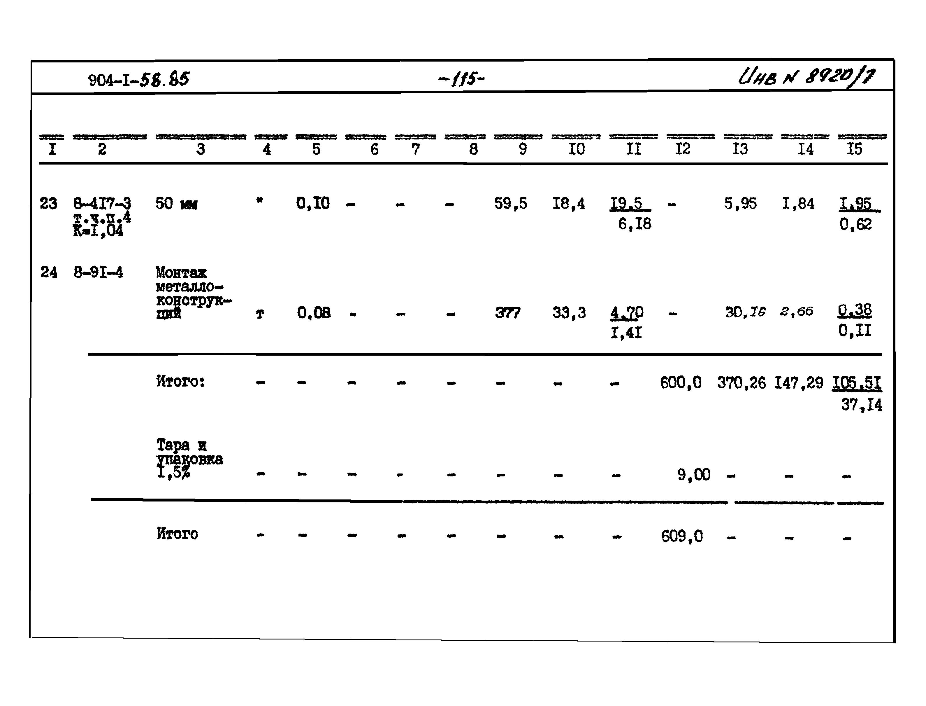 Типовой проект 904-1-58.85