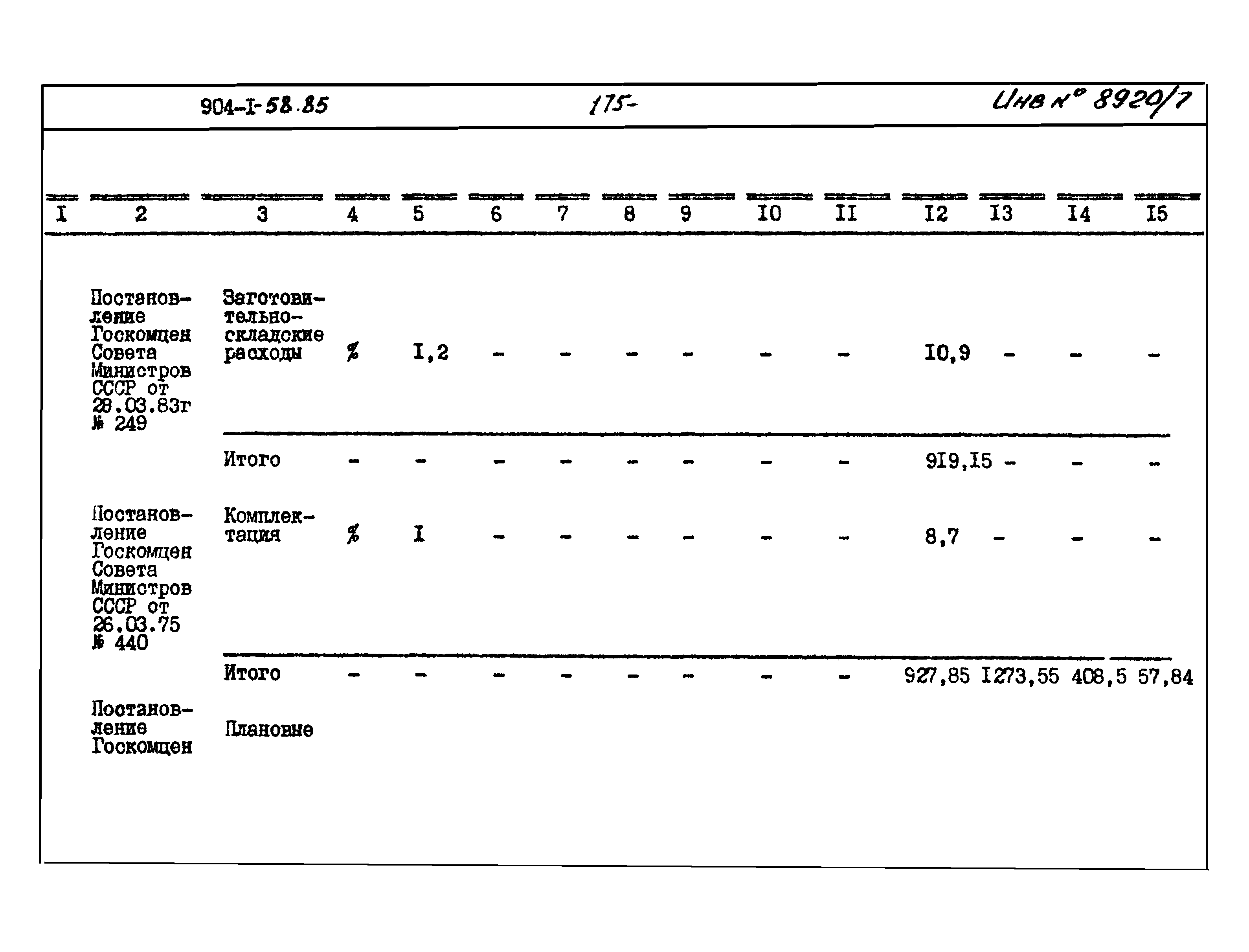 Типовой проект 904-1-58.85