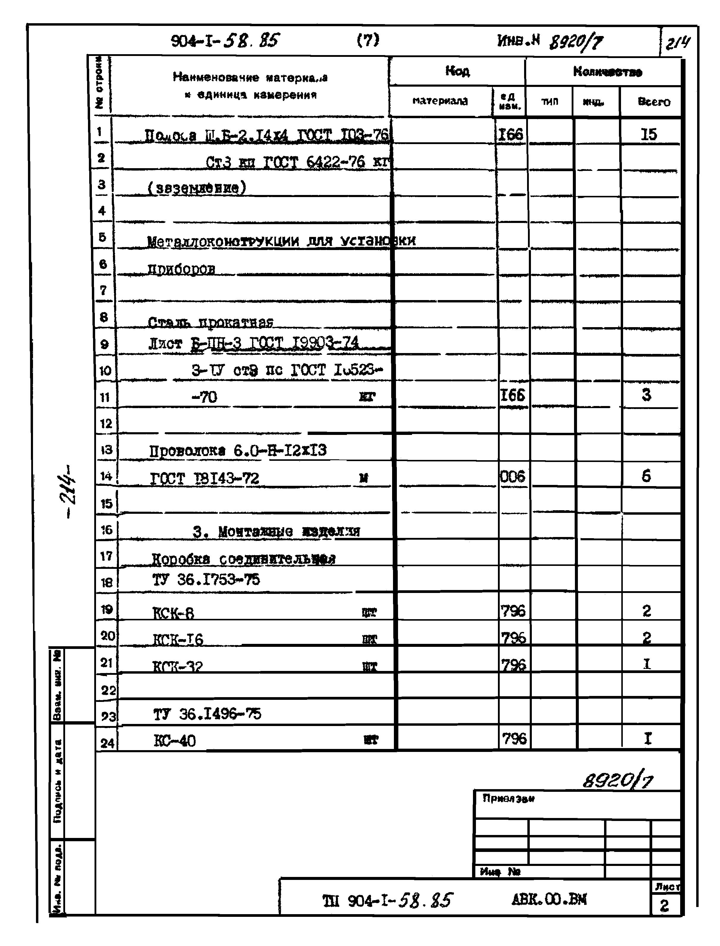 Типовой проект 904-1-58.85