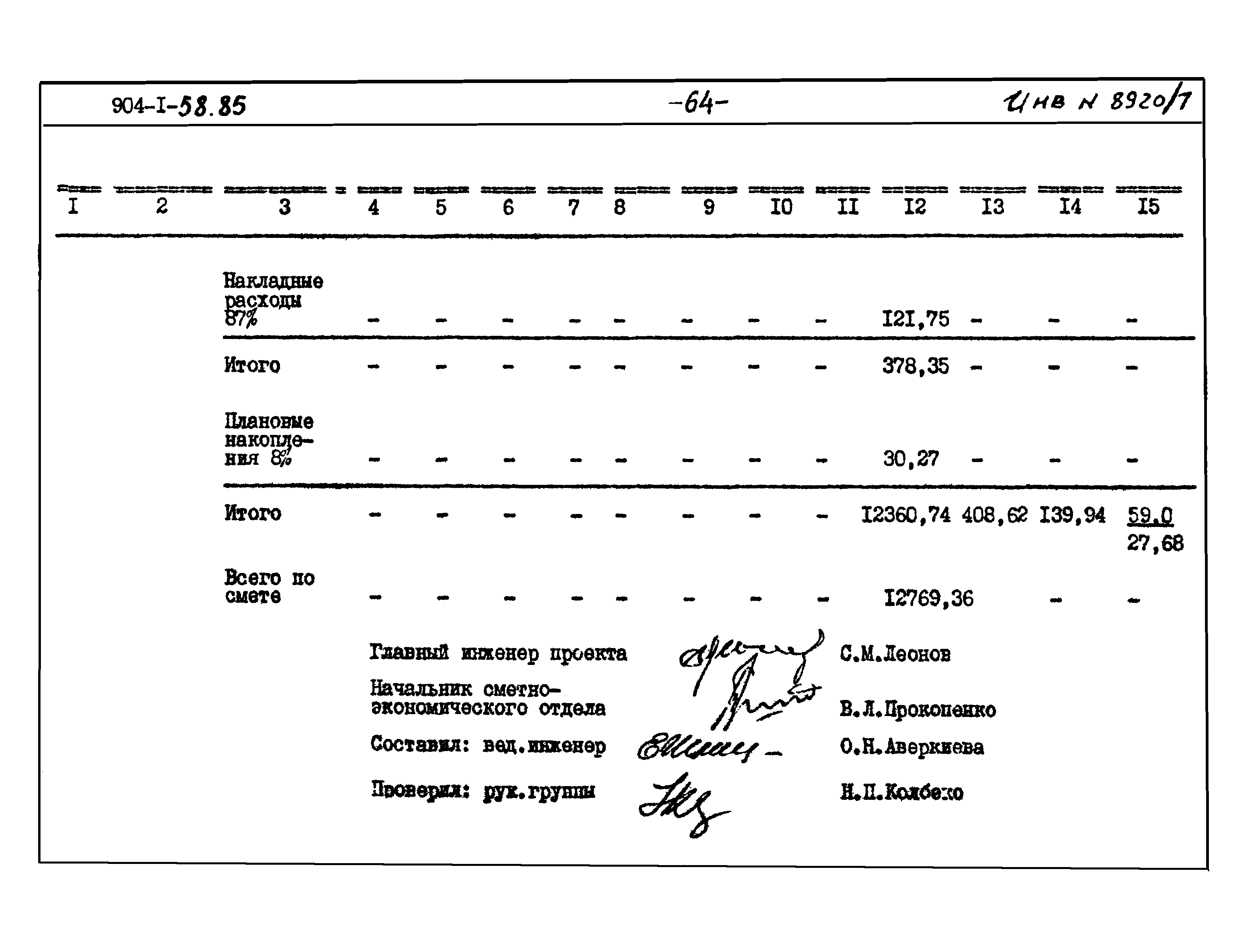 Типовой проект 904-1-58.85
