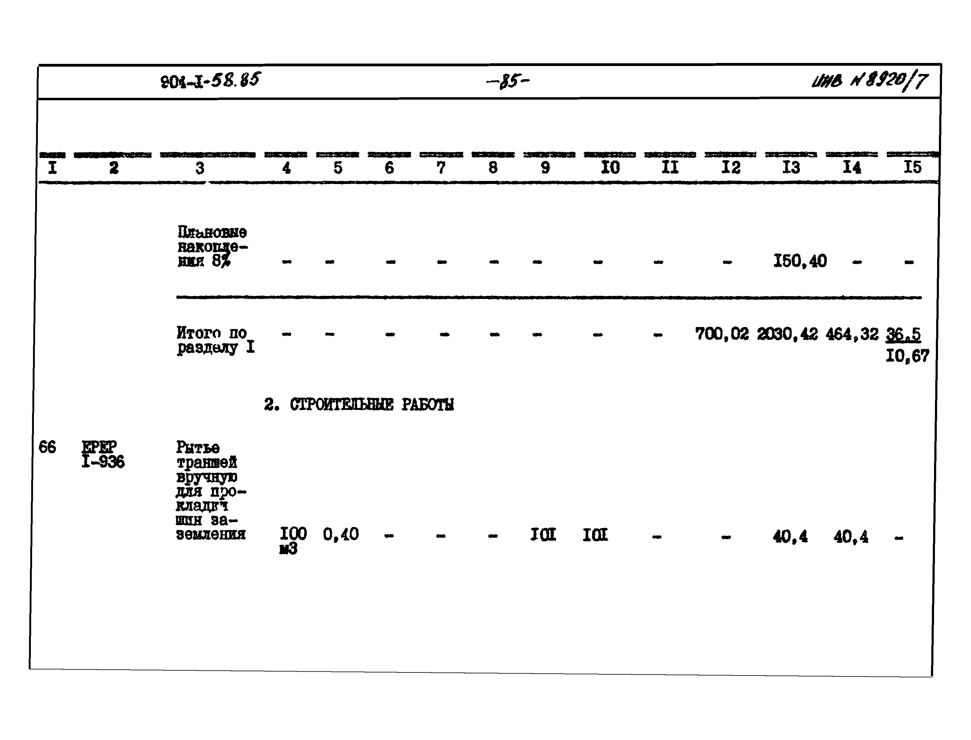 Типовой проект 904-1-58.85