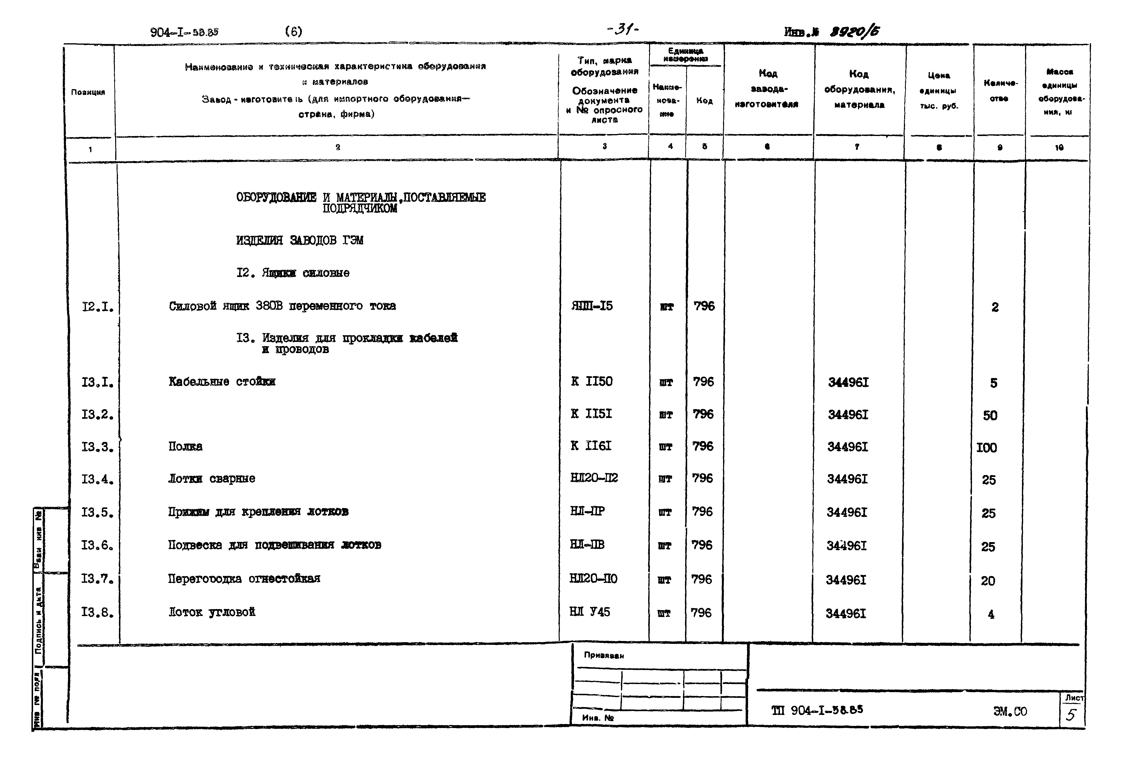 Типовой проект 904-1-58.85
