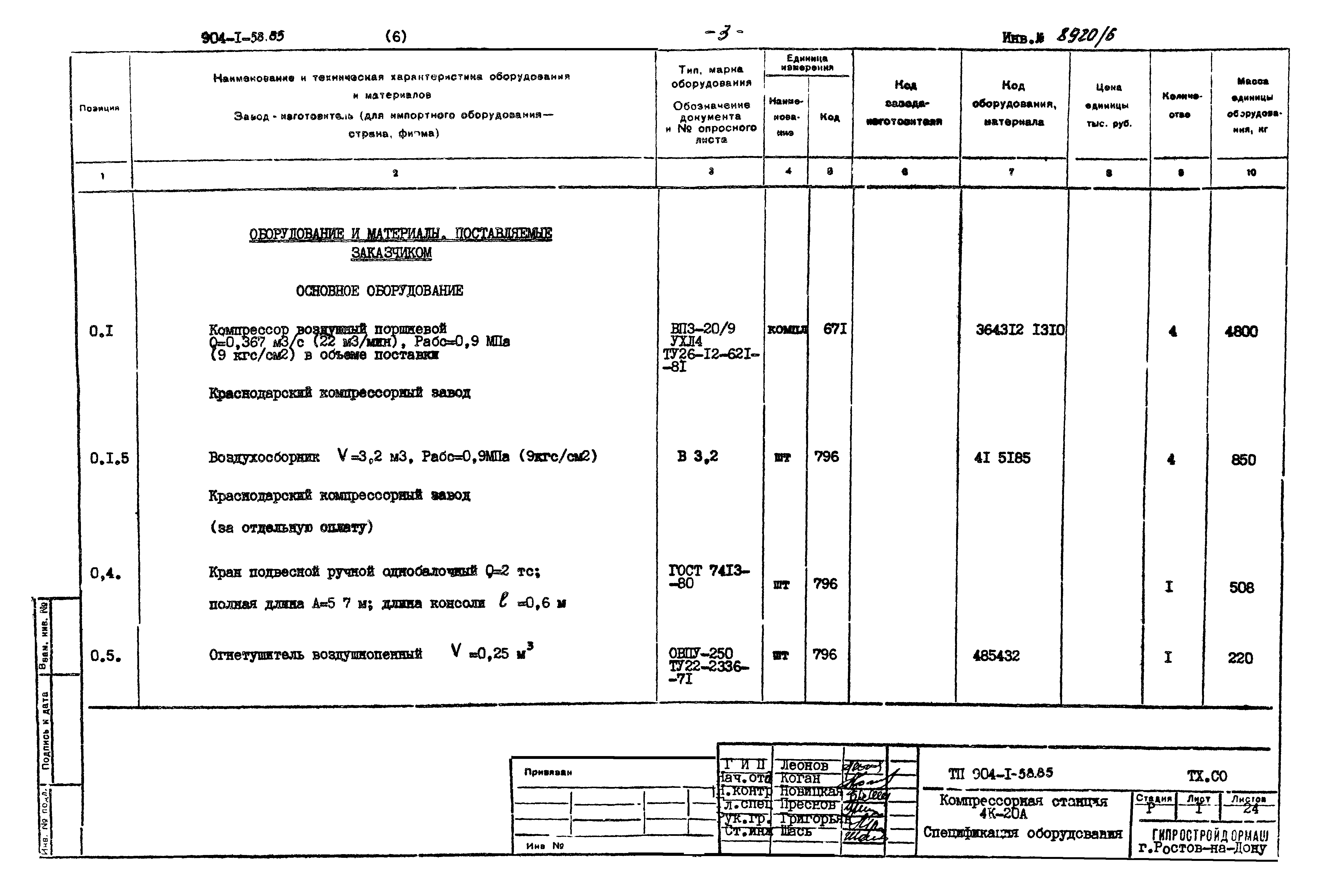 Типовой проект 904-1-58.85
